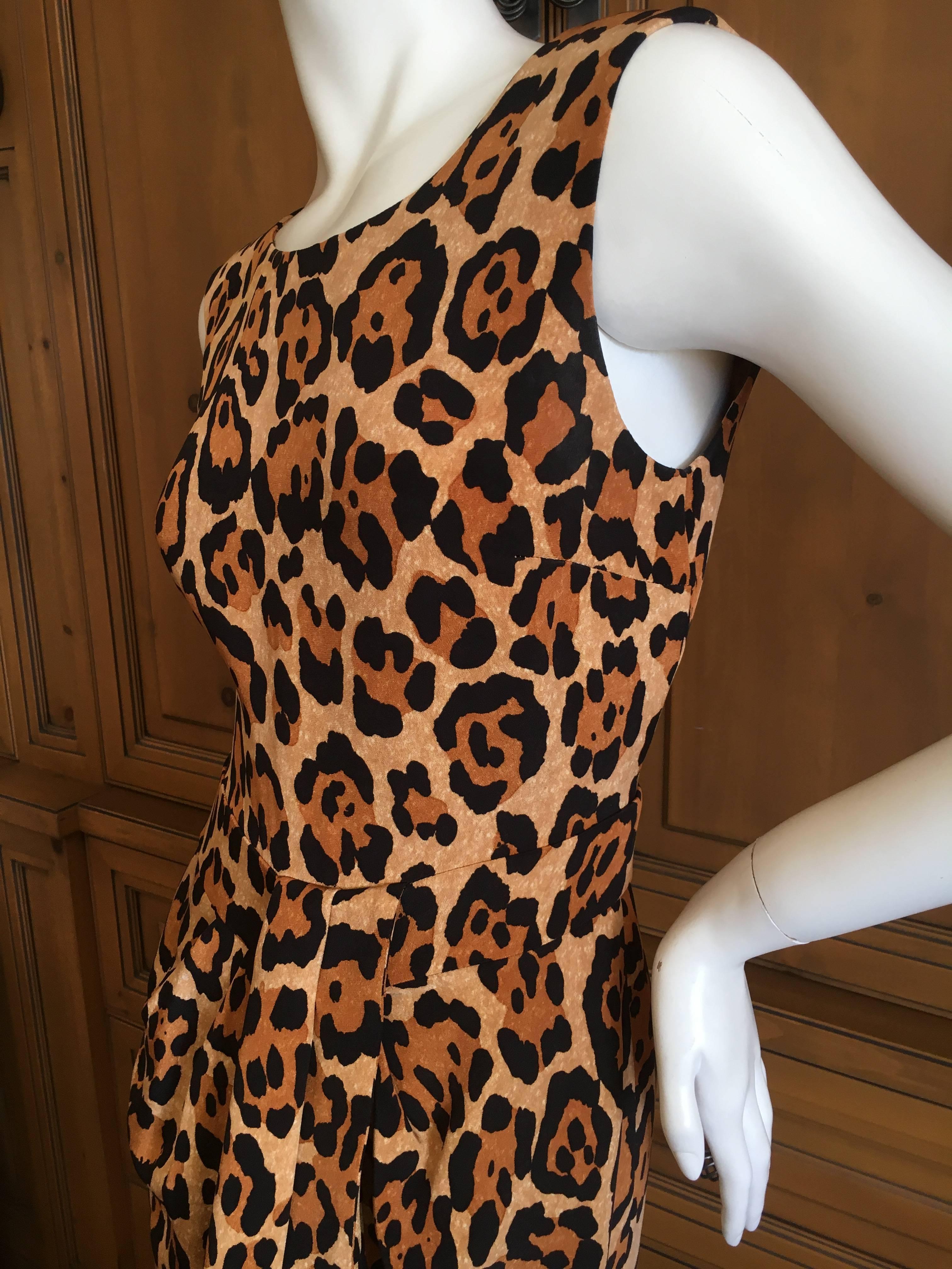 Christian Dior Vintage Sleeveless Silk Leopard Print Dress In Excellent Condition In Cloverdale, CA