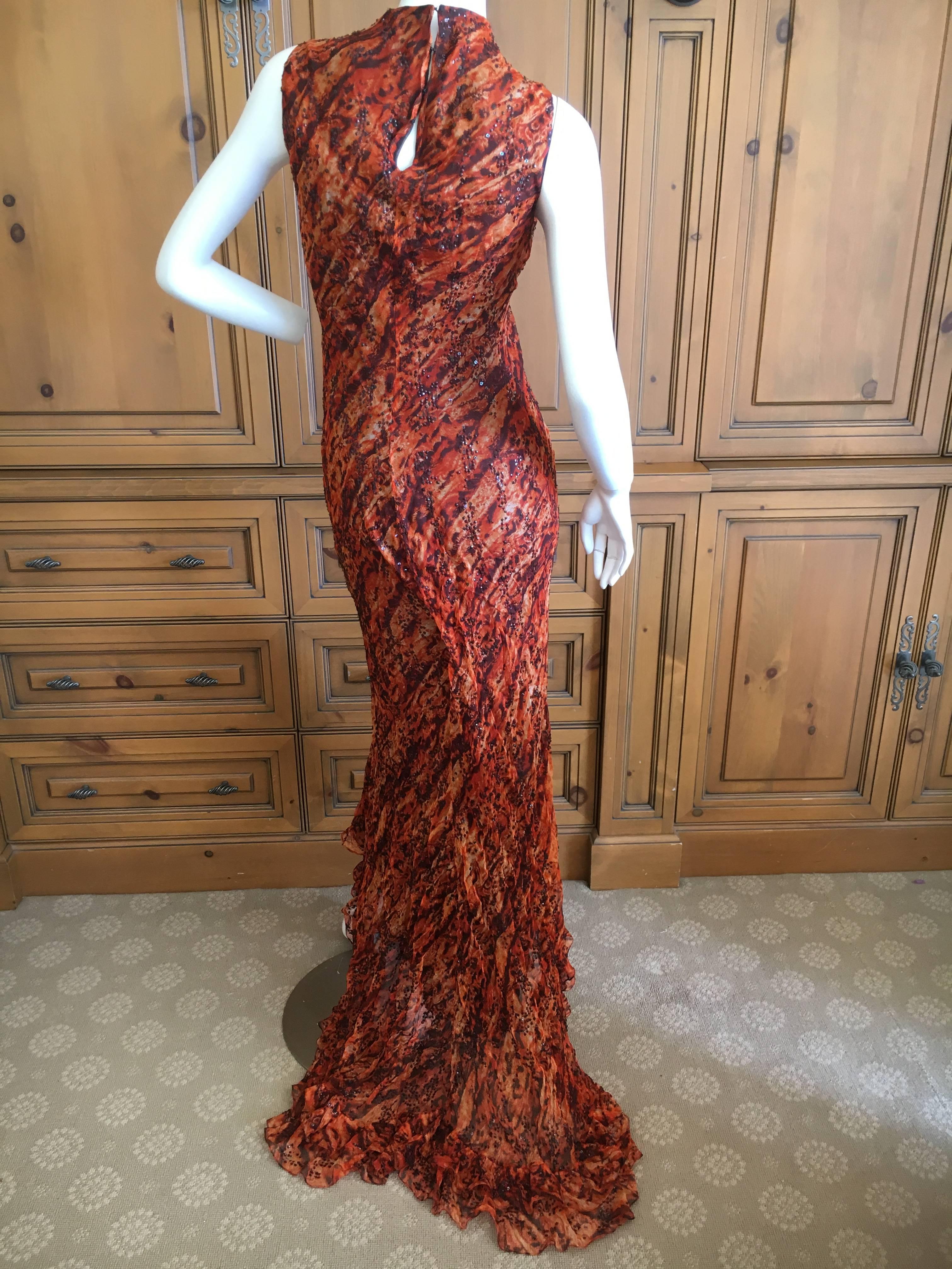 Women's Oscar de la Renta Embellished Sleeveless Flamenco Dress For Sale