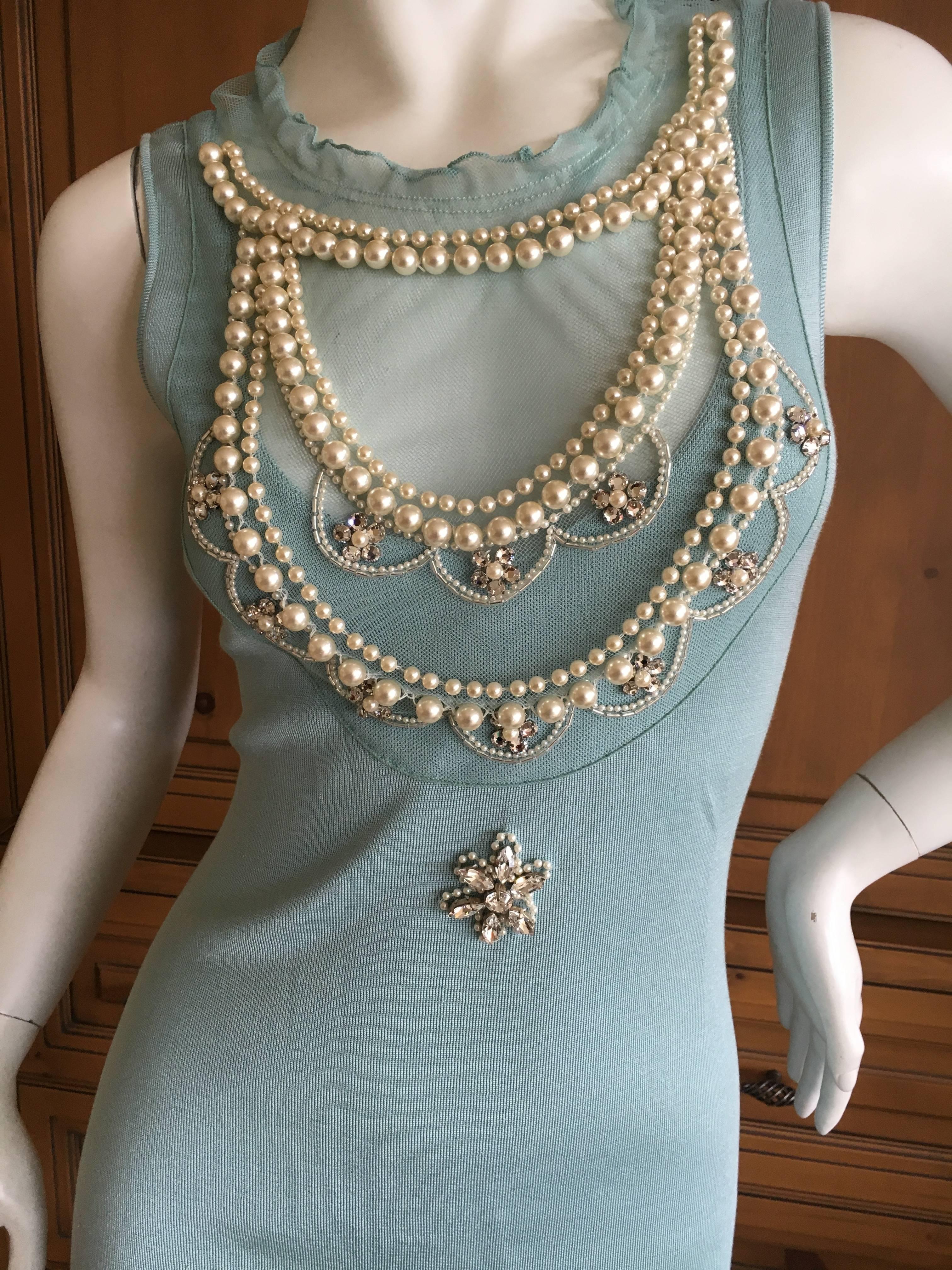 Christian Dior Chic Silk Dress with Lesage Trompe-l'œil Pearl and Crystal Jewels 4