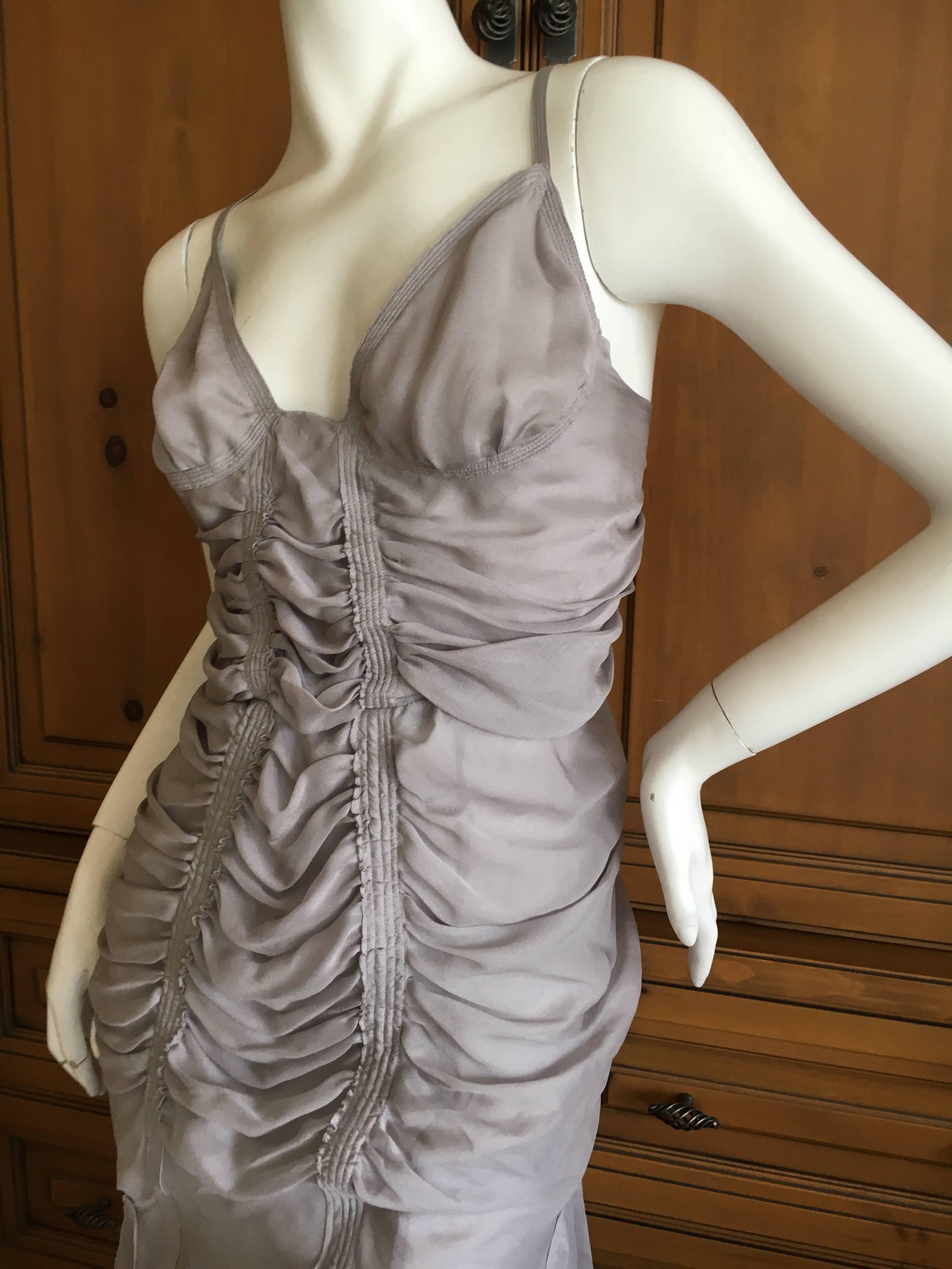 Yves Saint Laurent by Tom Ford Gray Gathered Dress 2003 2