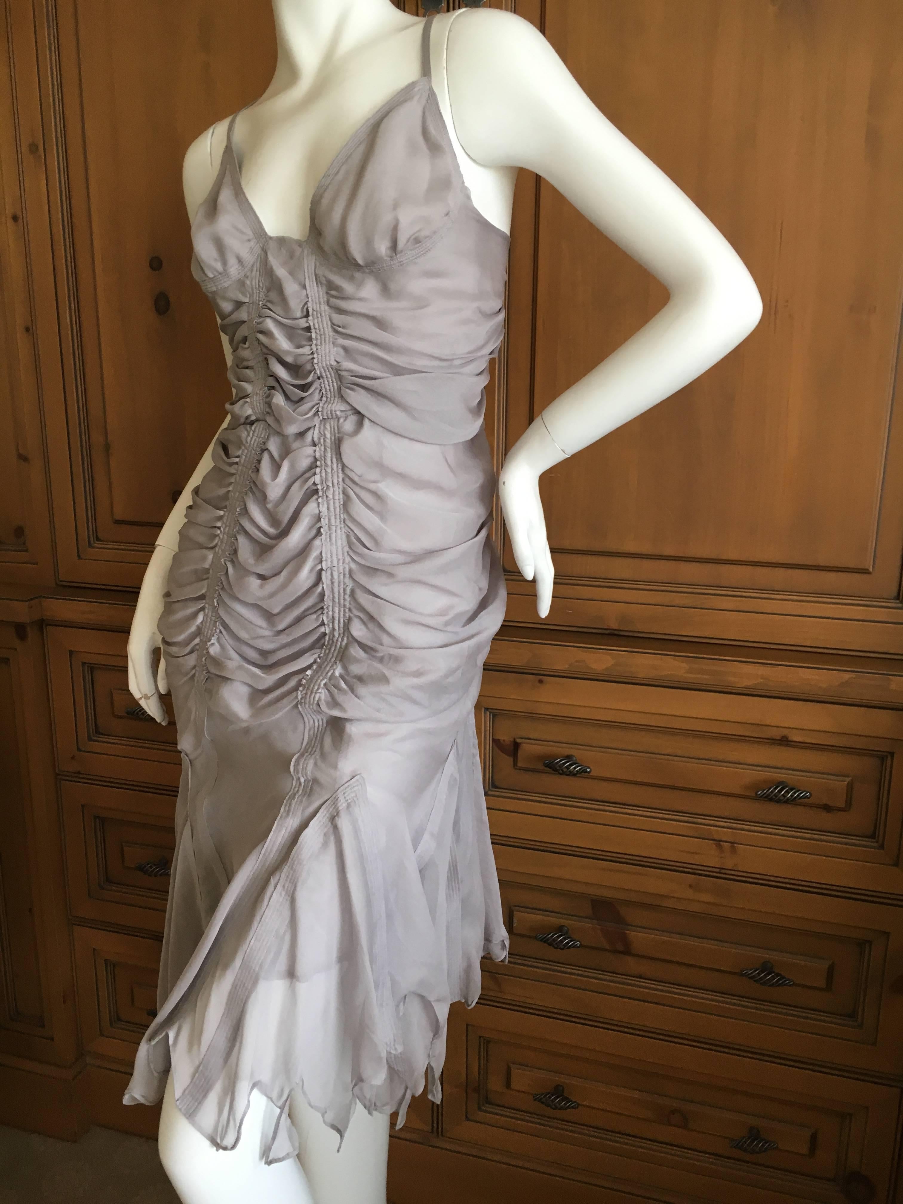 Yves Saint Laurent by Tom Ford Gray Gathered Dress 2003 3