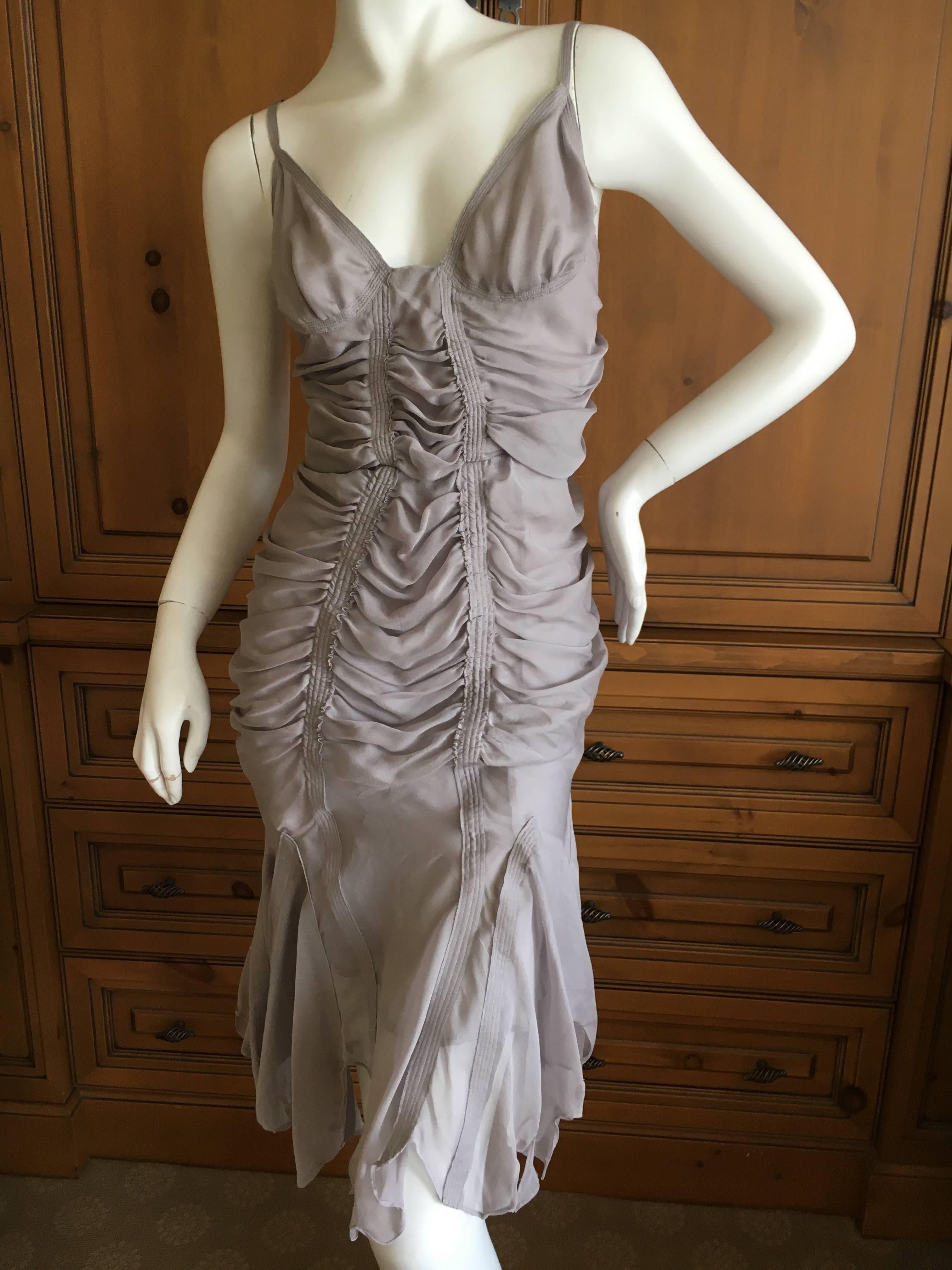 Yves Saint Laurent by Tom Ford Gray Gathered Dress 2003 In Excellent Condition In Cloverdale, CA
