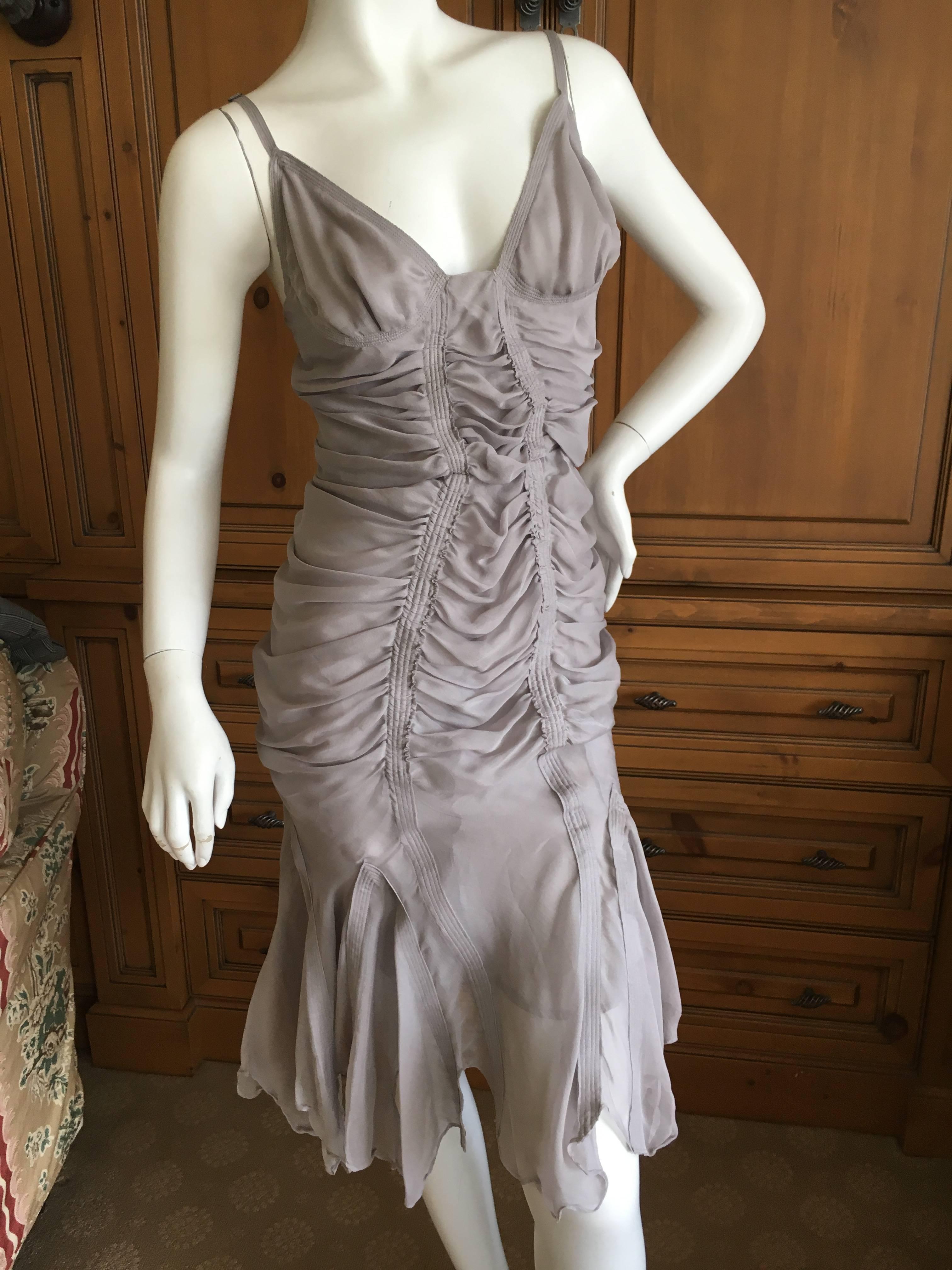 Yves Saint Laurent by Tom Ford Gray Gathered Dress .
From 2003.
Size 38
Bust 36