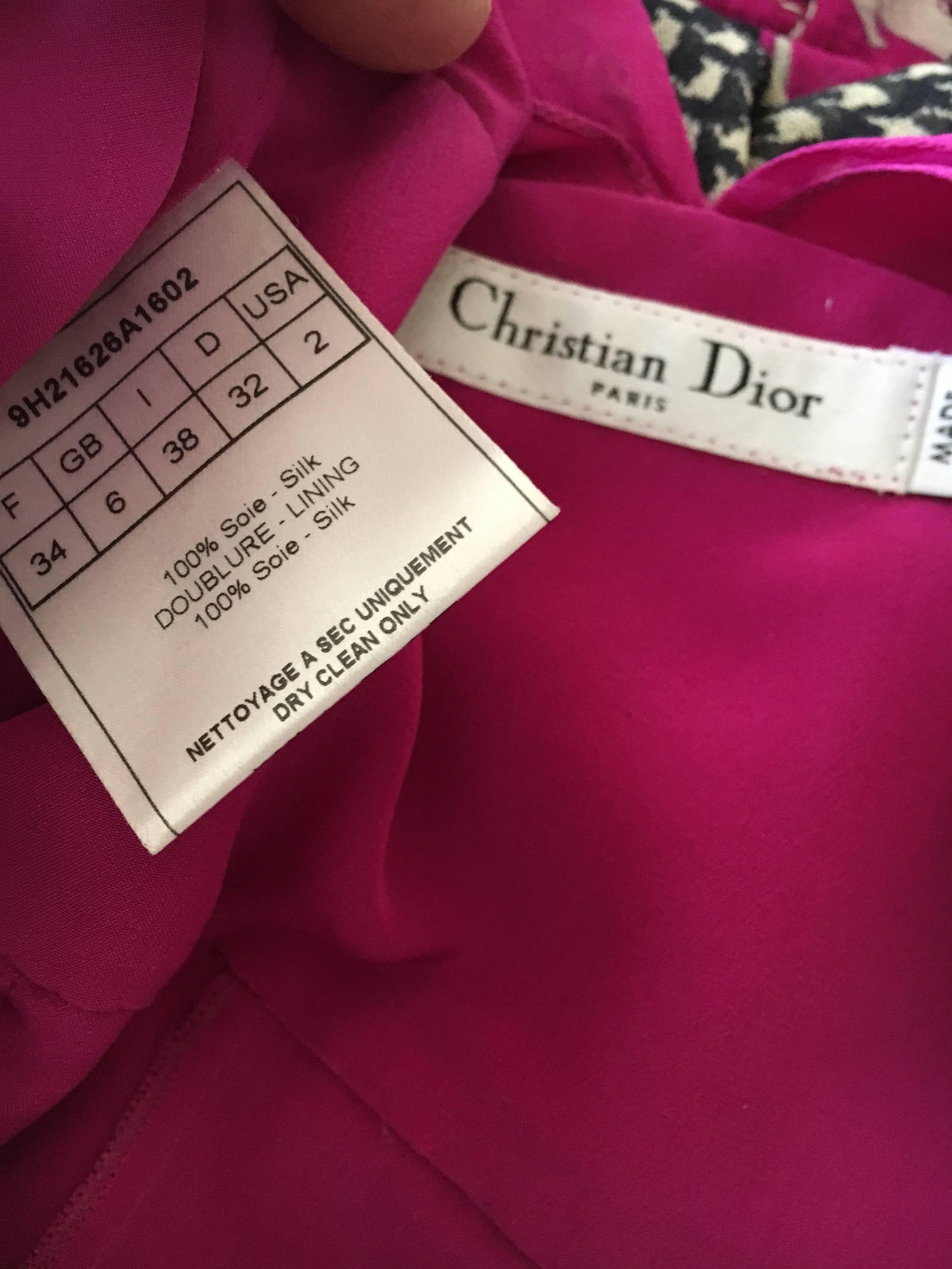 Christian Dior by John Galliano Raspberry Silk Chiffon Tunic or Mini Dress For Sale 2
