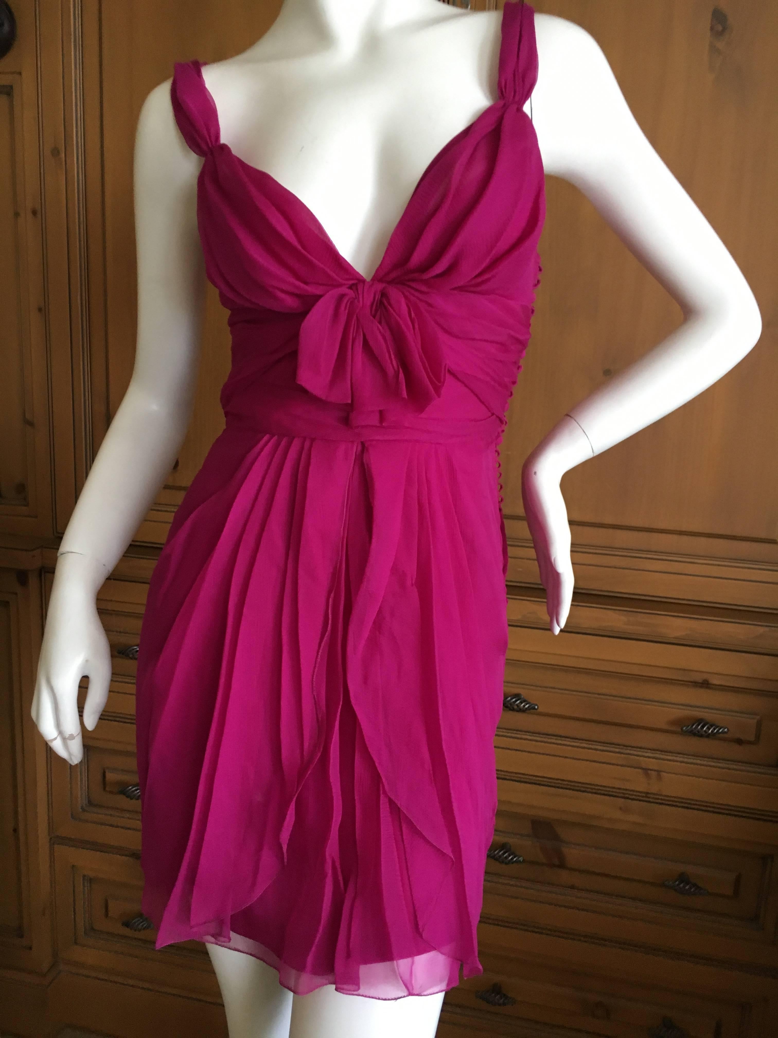 Christian Dior Raspberry Silk Chiffon Mini Dress or tunic.
By John Galliano. 
Size 34
Bust 34"
Waist 36"
HIps 38"
Length 33"
Excellent condition