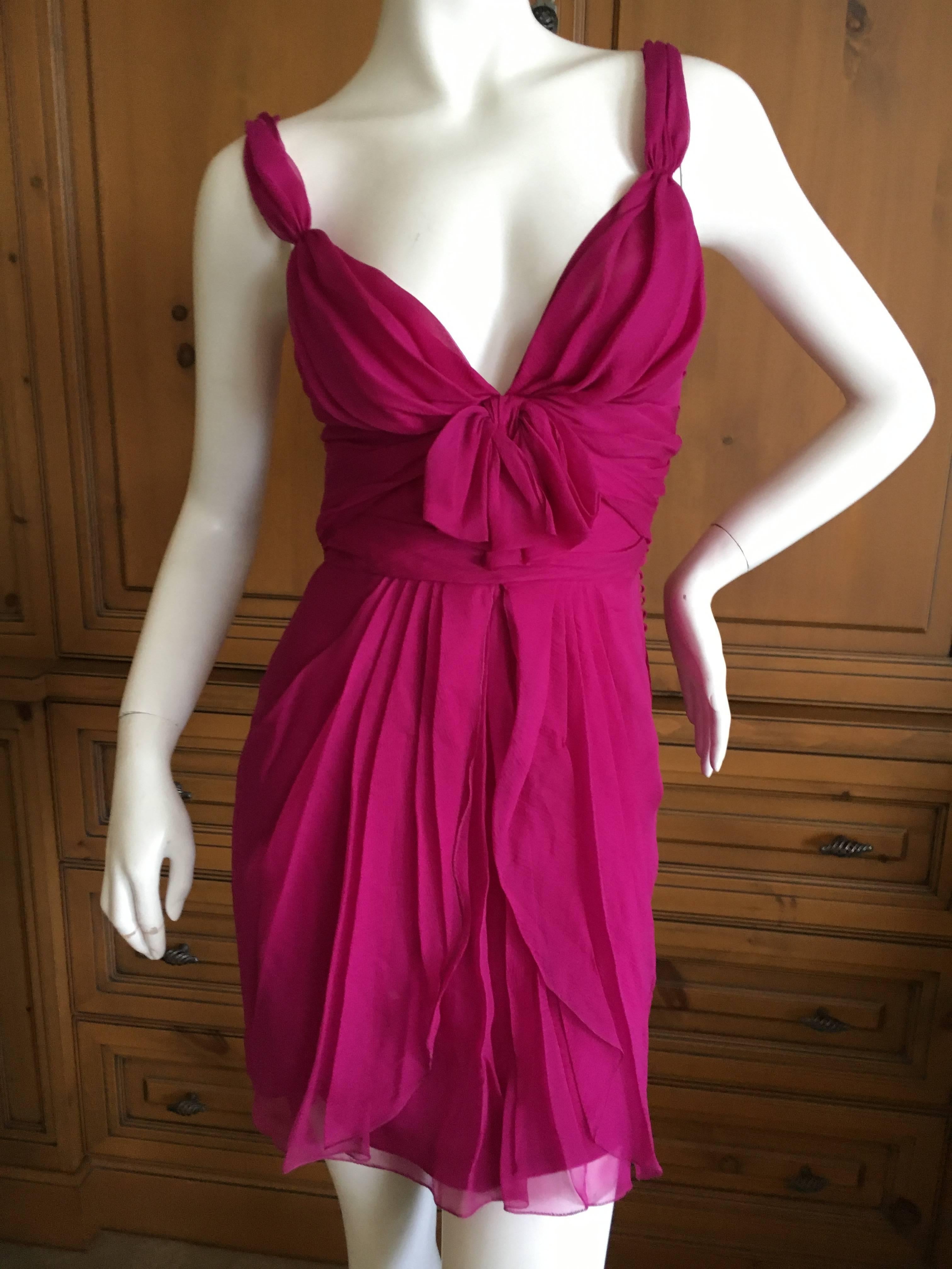 Red Christian Dior by John Galliano Raspberry Silk Chiffon Tunic or Mini Dress For Sale