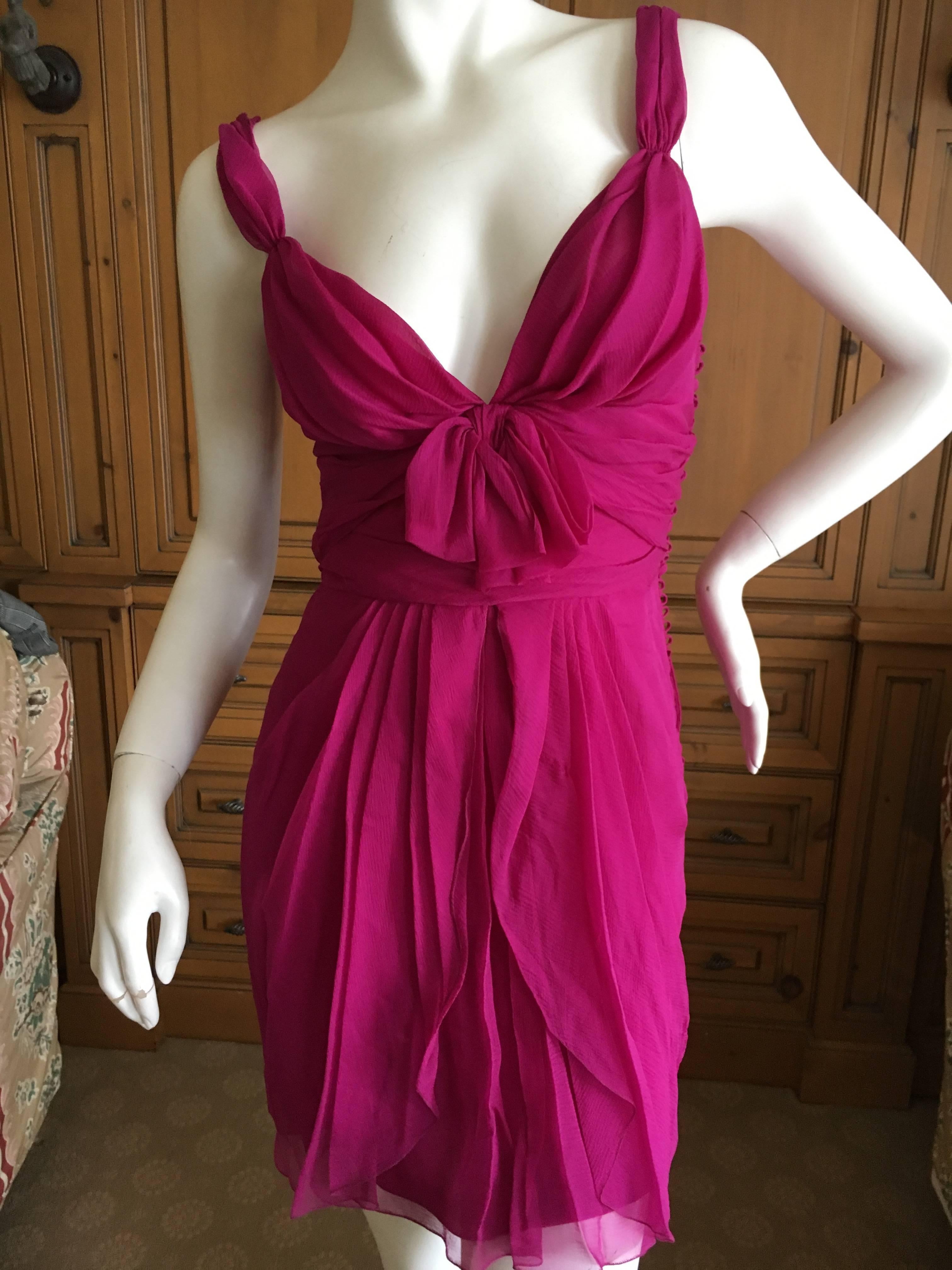 Christian Dior by John Galliano Raspberry Silk Chiffon Tunic or Mini Dress In Excellent Condition For Sale In Cloverdale, CA