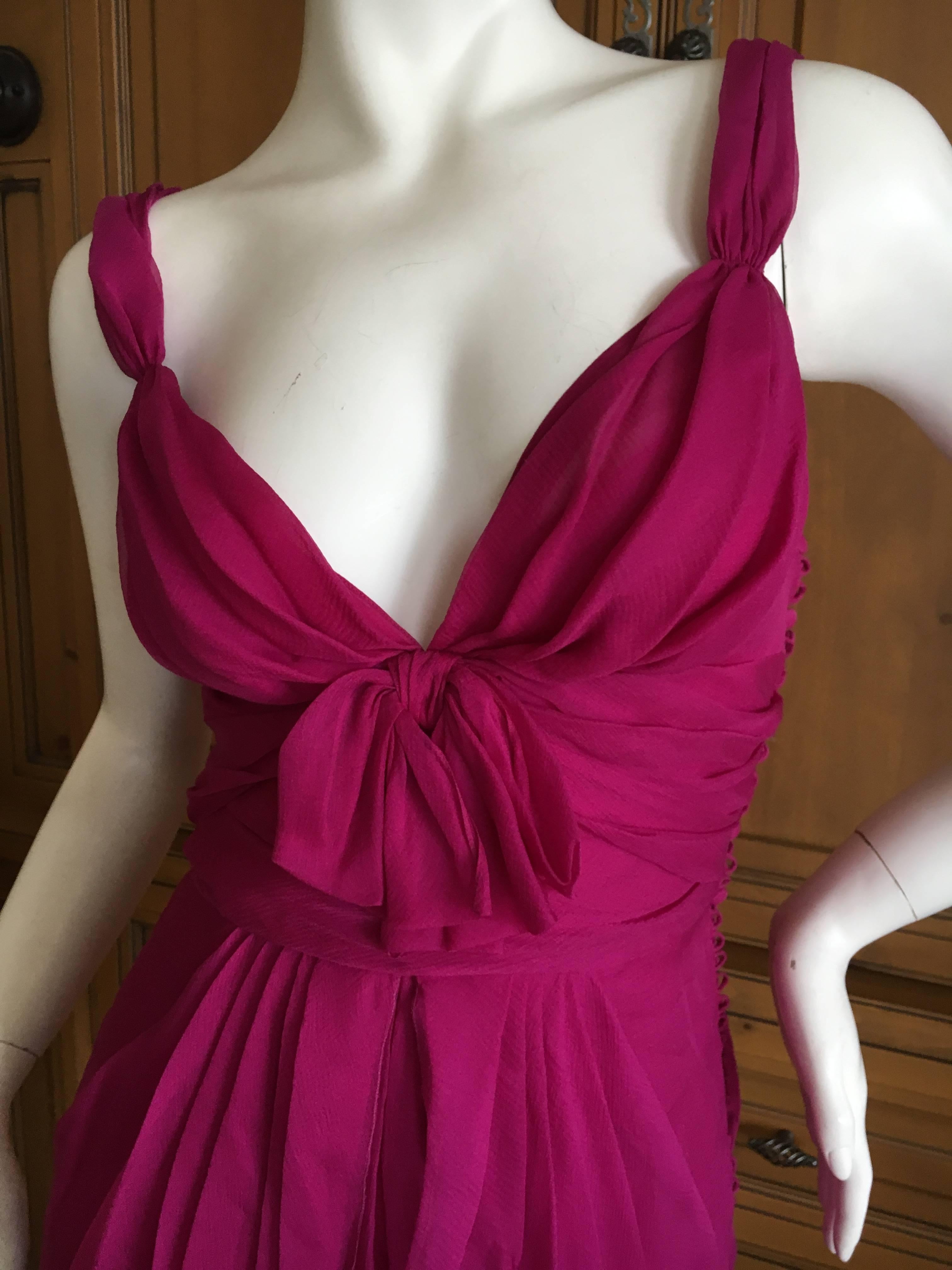 Women's Christian Dior by John Galliano Raspberry Silk Chiffon Tunic or Mini Dress For Sale