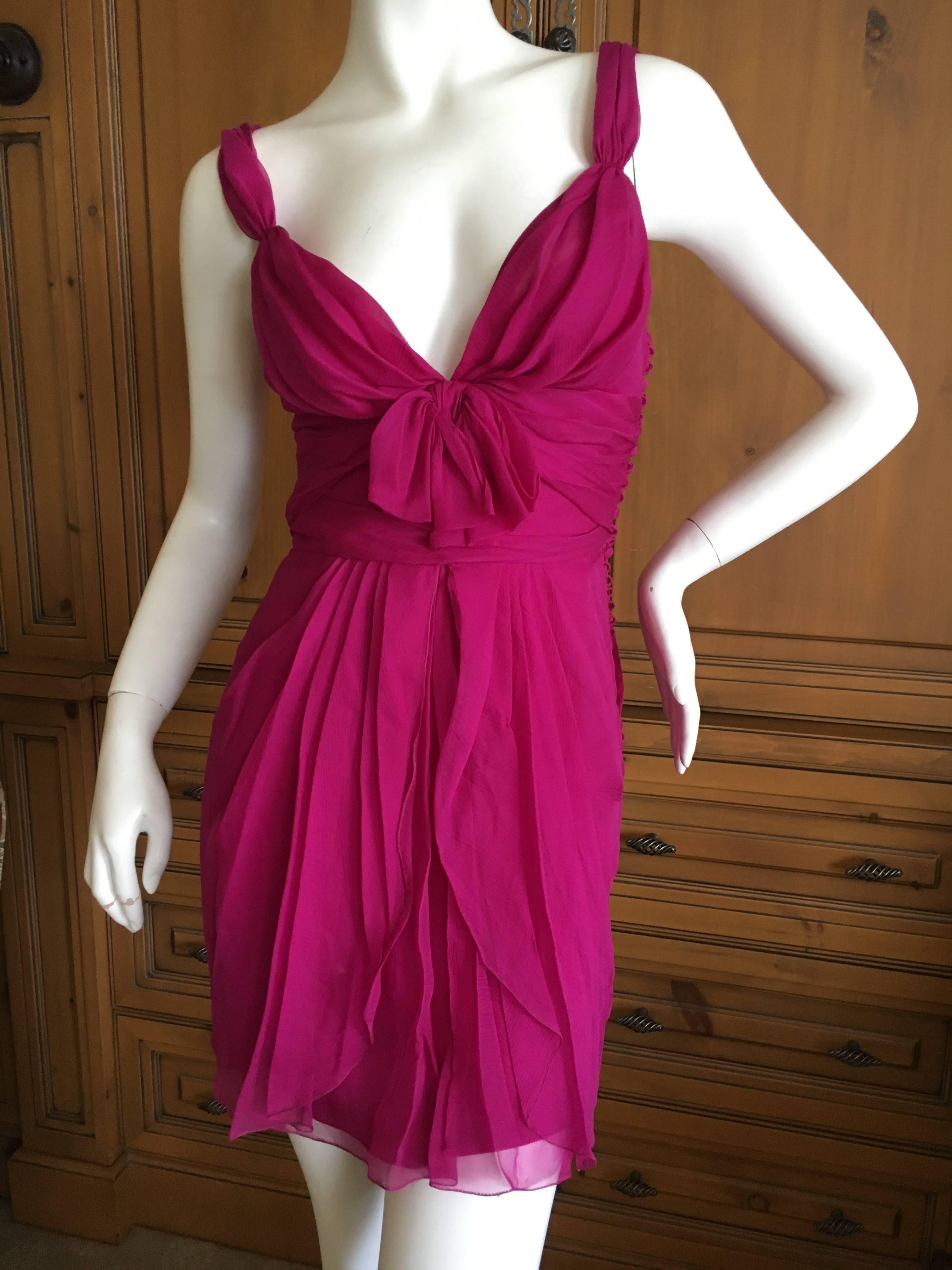 Christian Dior by John Galliano Raspberry Silk Chiffon Tunic or Mini Dress For Sale 1