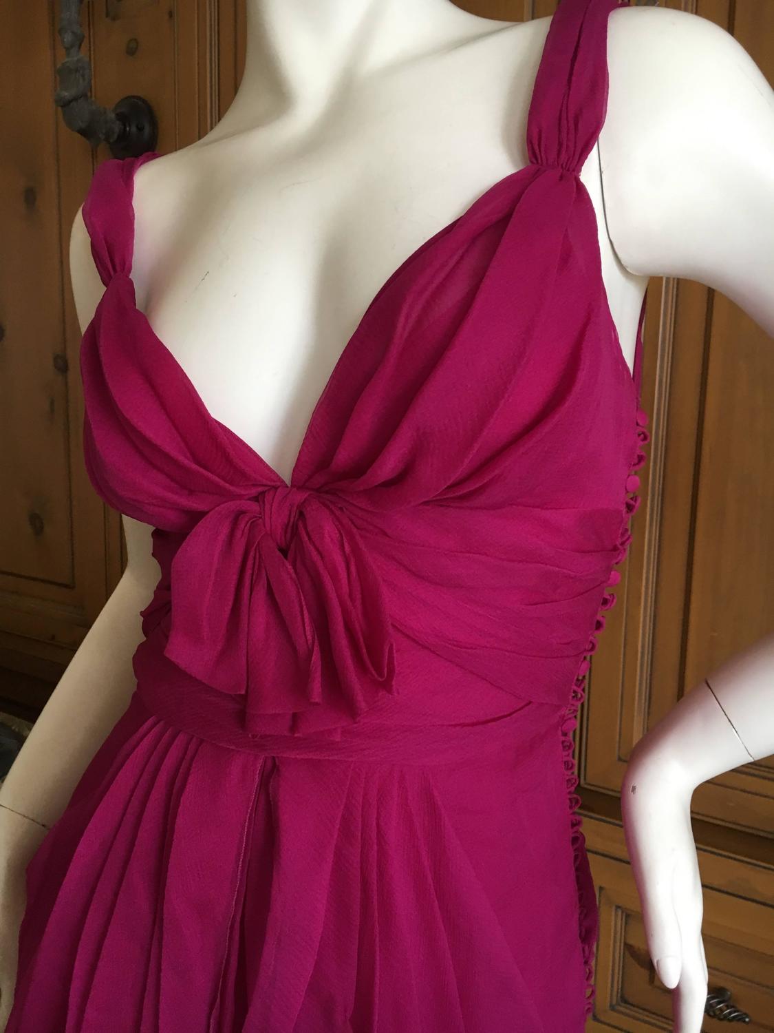 Christian Dior by John Galliano Raspberry Silk Chiffon Mini Dress For ...