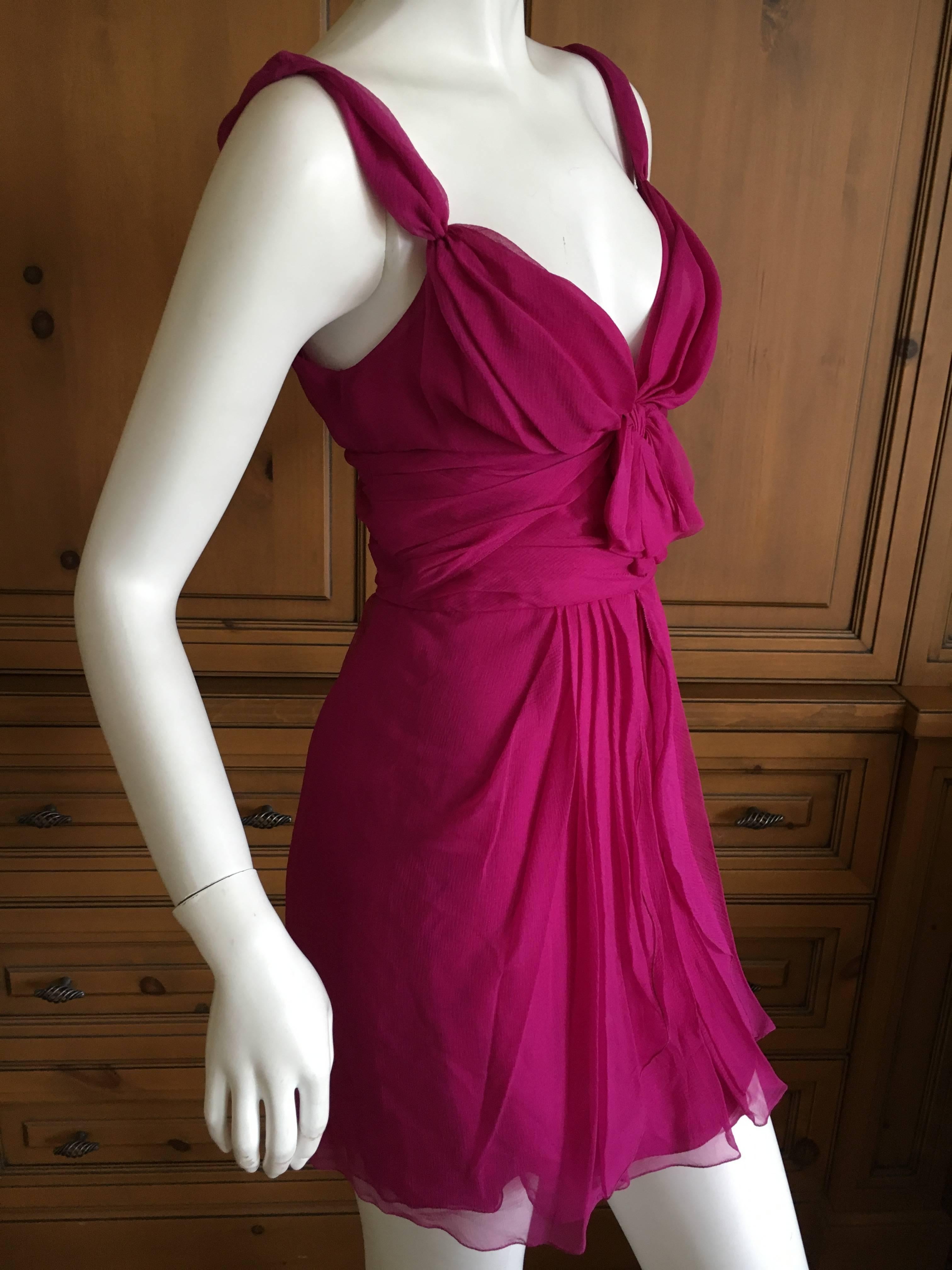 Christian Dior by John Galliano Raspberry Silk Chiffon Tunic or Mini Dress For Sale 4