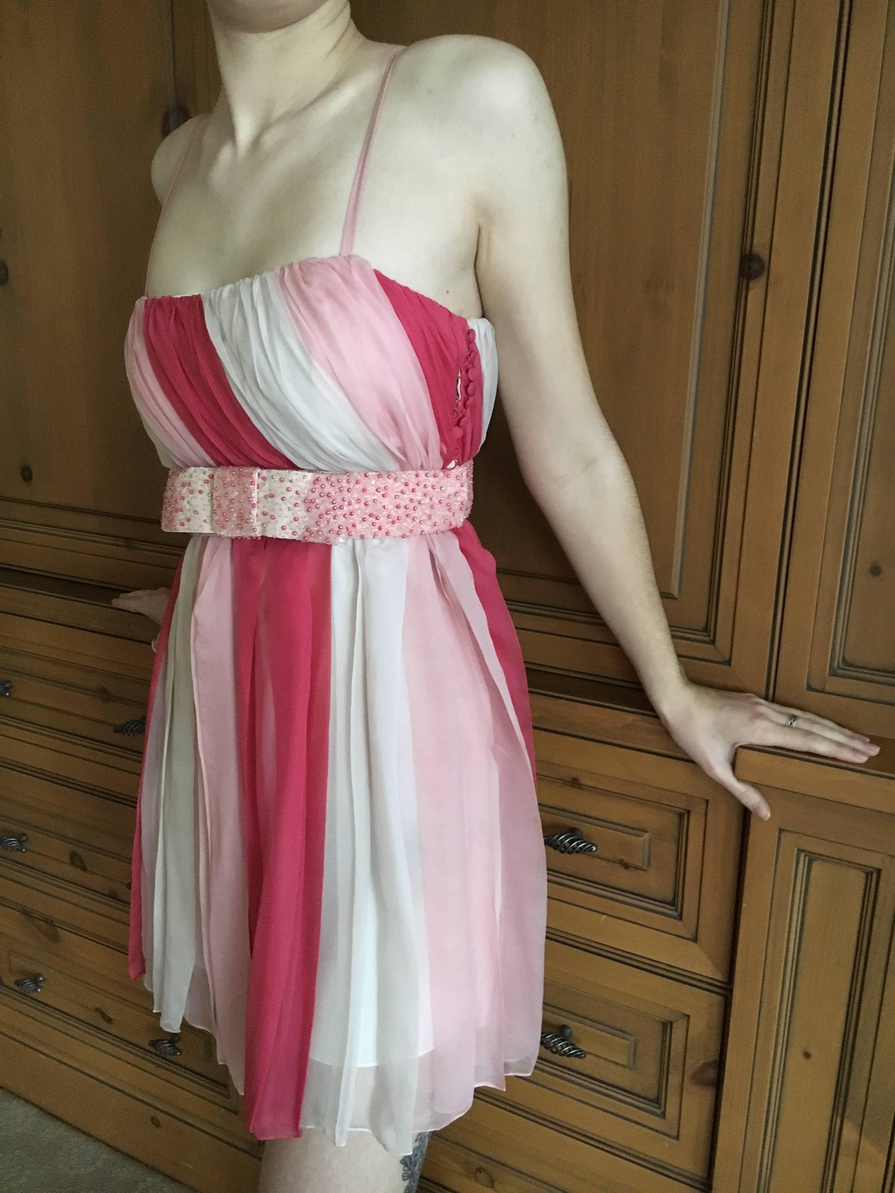 Christian Dior Silk Chiffon Tunic with Lesage Beaded Bow Belt For Sale 3