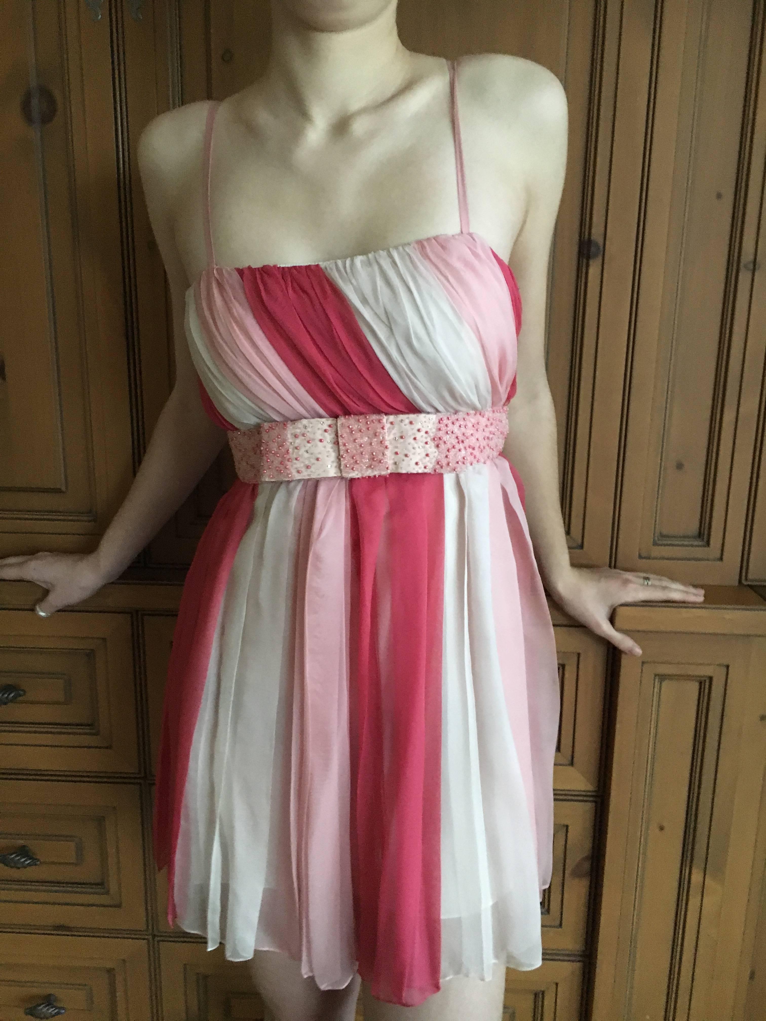 Christian Dior Silk Chiffon Tunic with Lesage Beaded Bow Belt For Sale 2