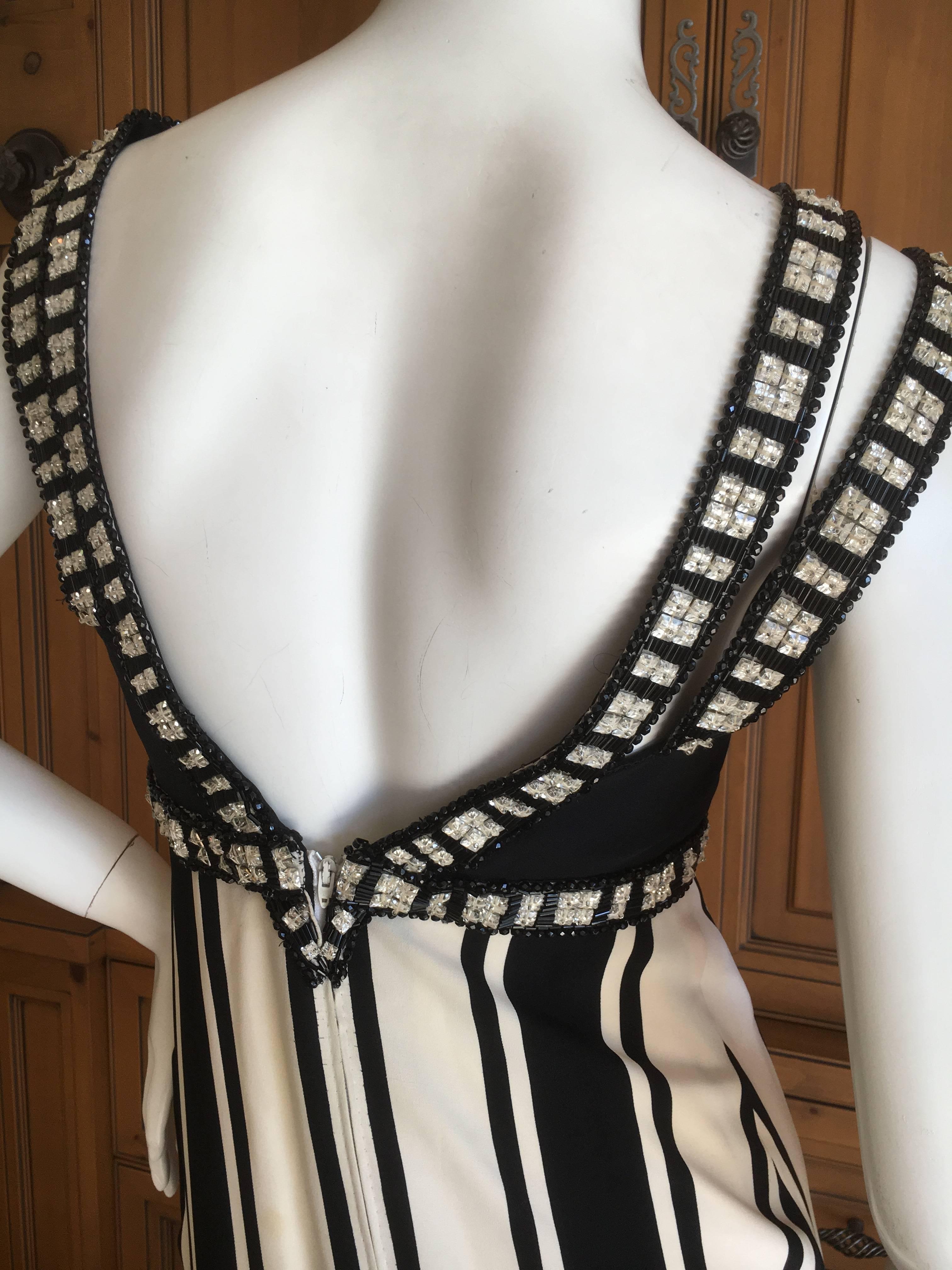 Galanos Mod Jeweled Stripe Evening Dress with Fringe Shawl For Sale 4