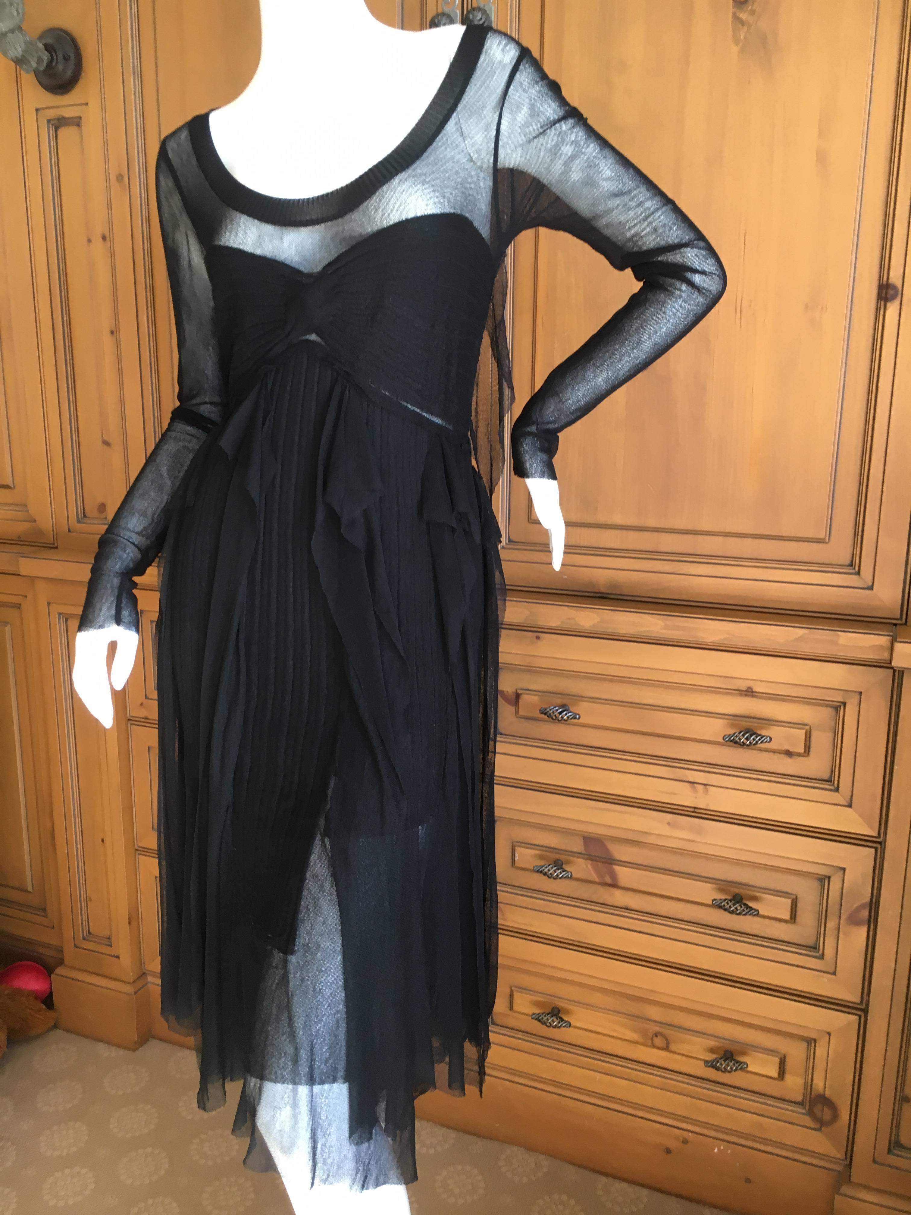 Jean Paul Gaultier Maille by Fuzzi Little Black Dress w Sheer Back In Excellent Condition For Sale In Cloverdale, CA