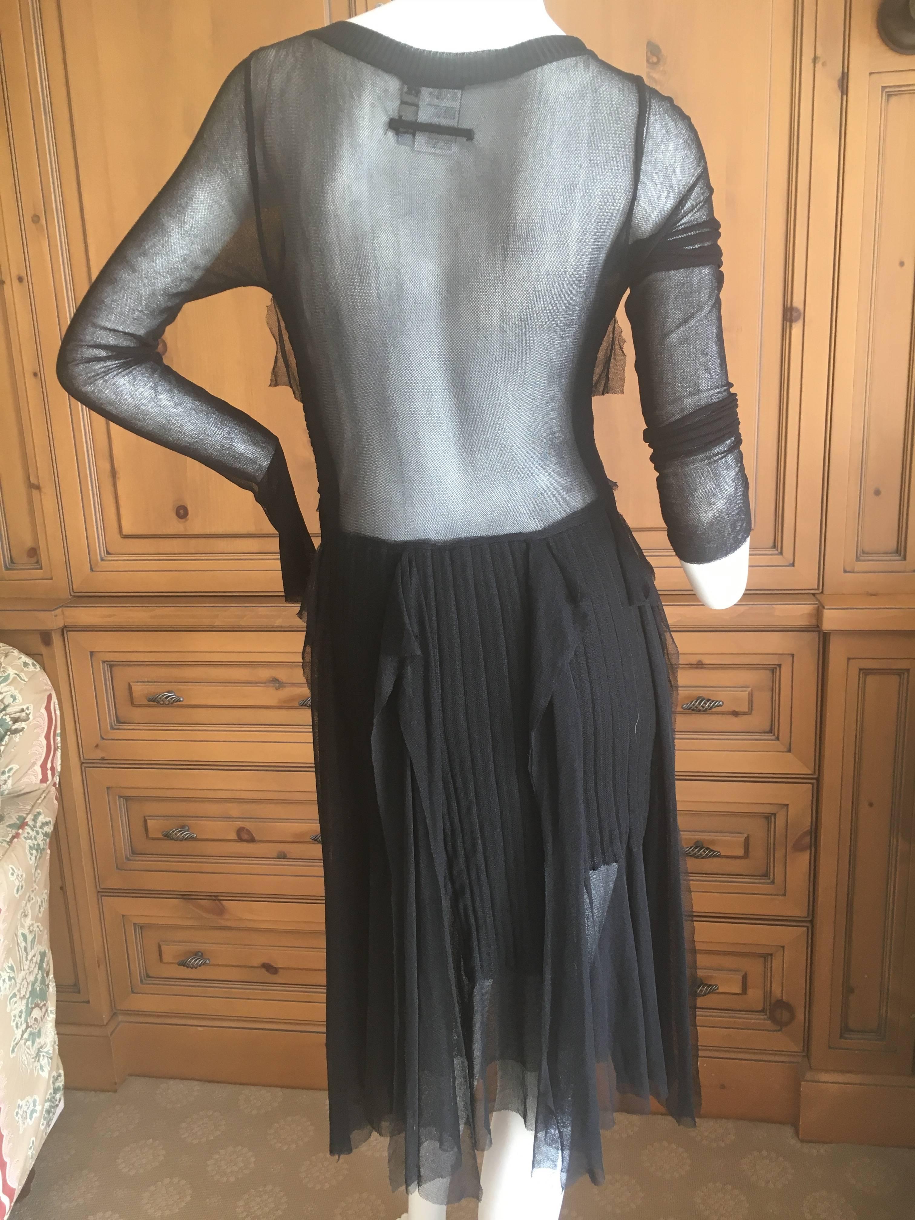 Jean Paul Gaultier Maille by Fuzzi Little Black Dress w Sheer Back For Sale 4