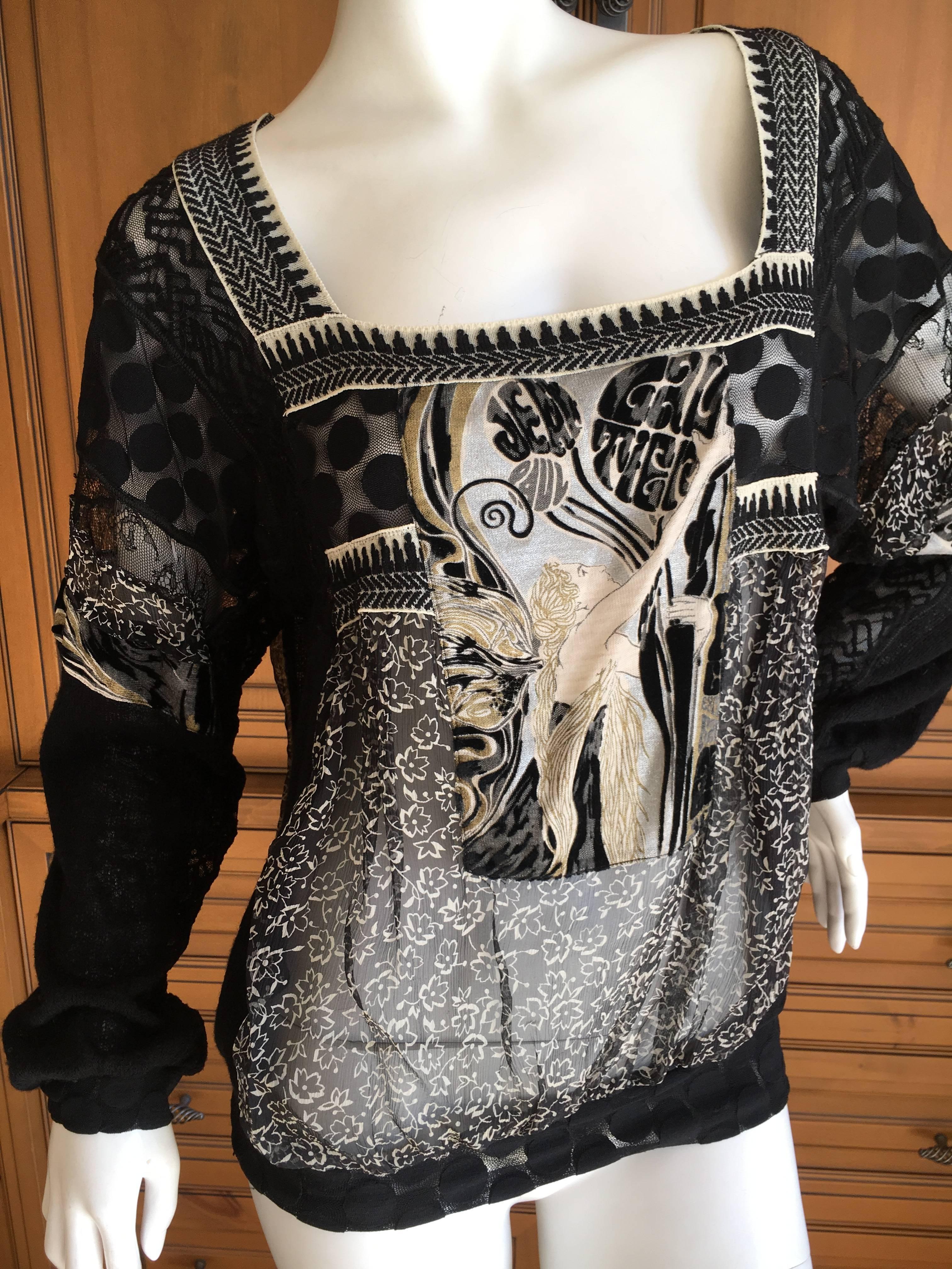 Jean Paul Gaultier Lace Trim Fairy Top with Sheer Back In Excellent Condition For Sale In Cloverdale, CA