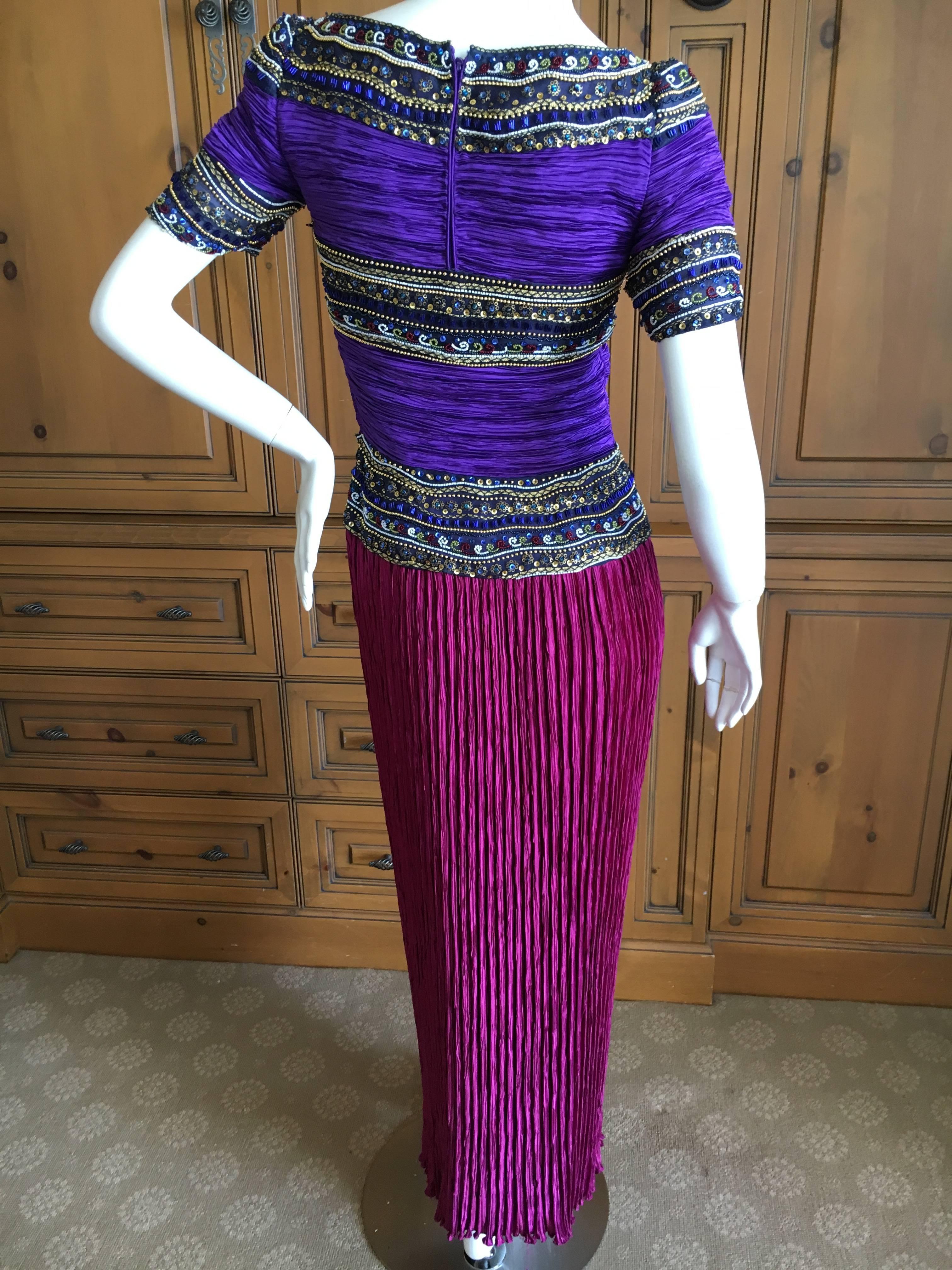 Mary McFadden Couture Plisse Pleated Evening Dress In Excellent Condition For Sale In Cloverdale, CA