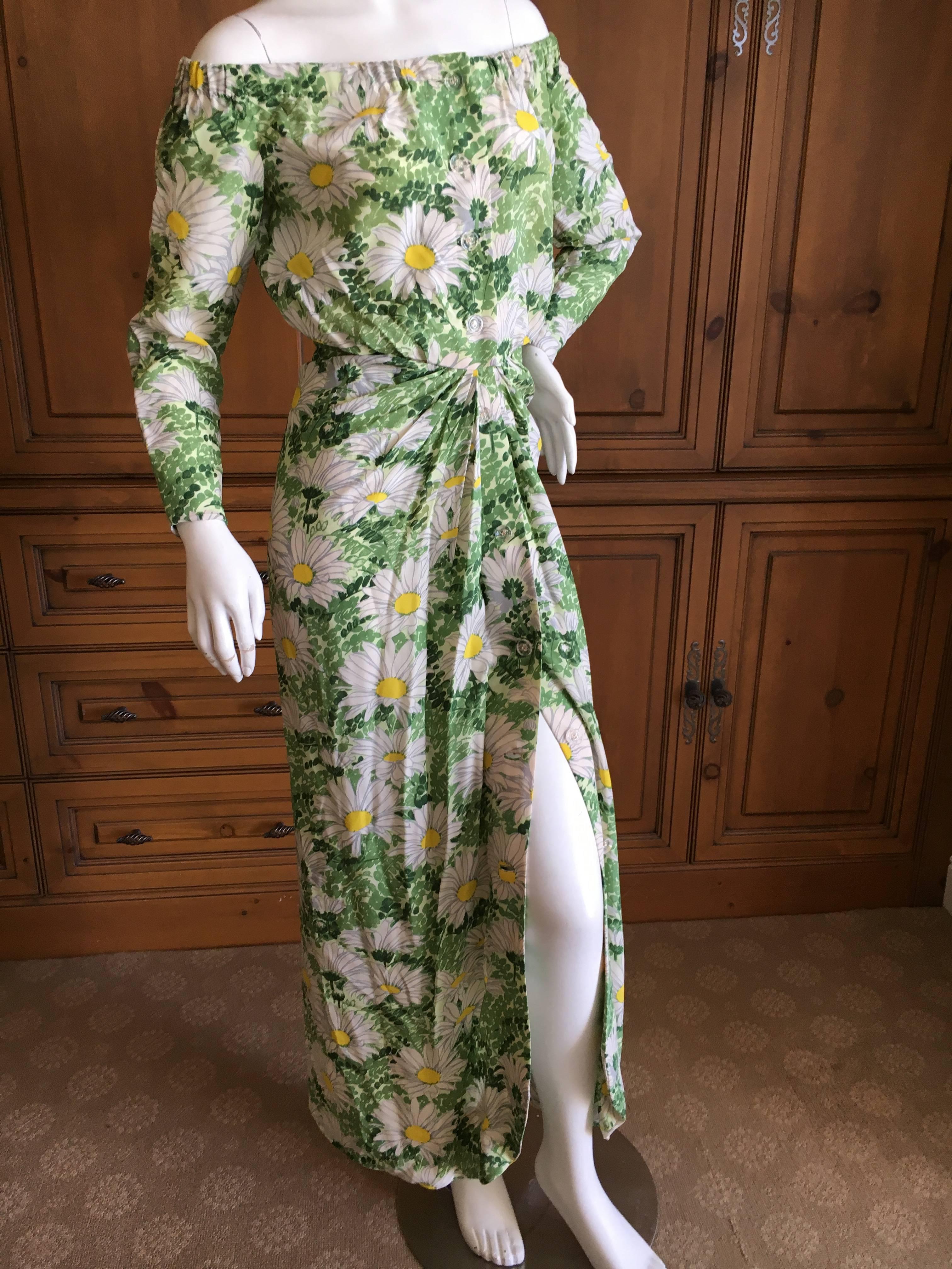Galanos for Amelia Gray 1960's Romantic Floral Off The Shoulder Dress For Sale 1