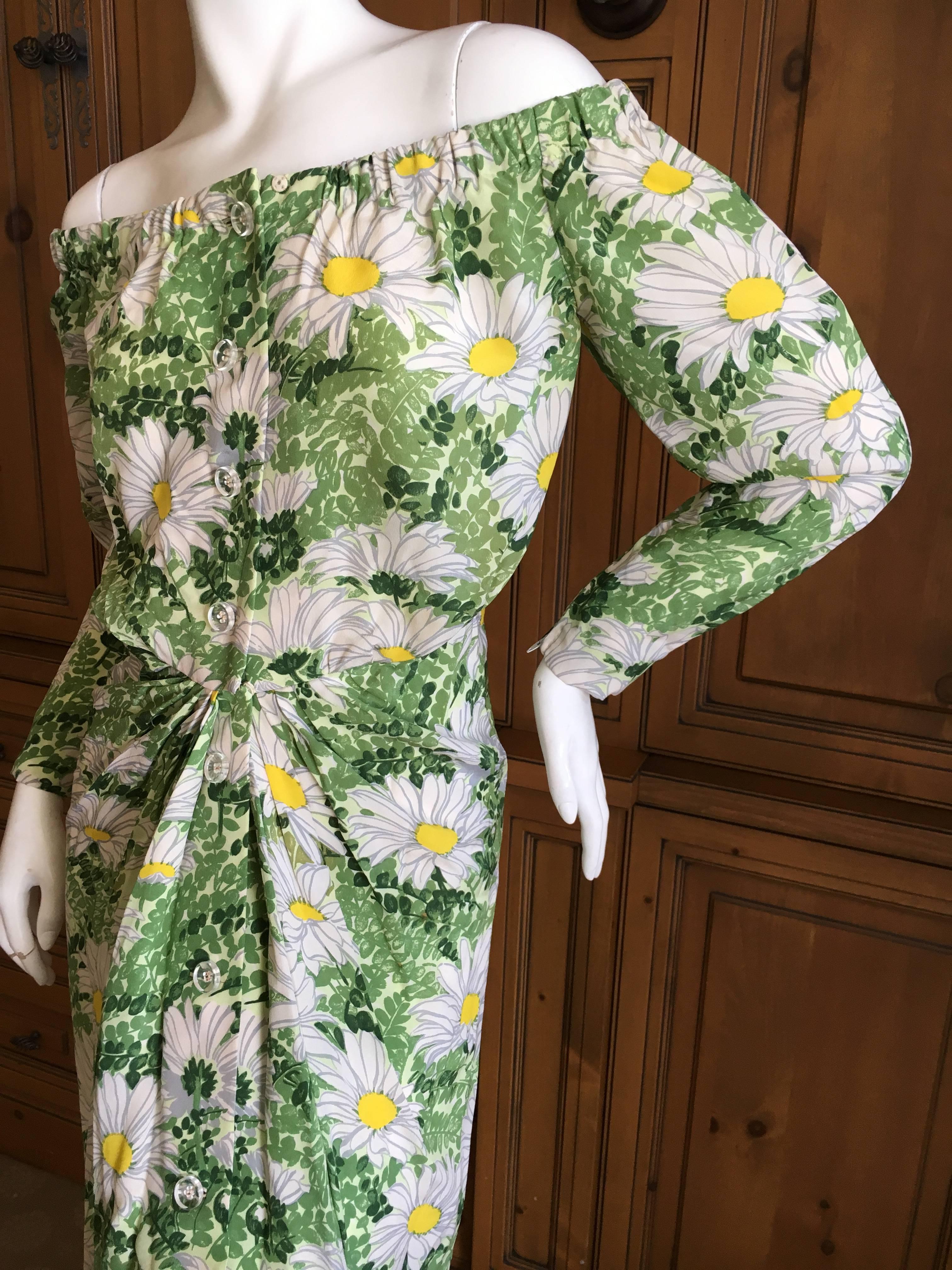 Galanos for Amelia Gray 1960's Romantic Floral Off The Shoulder Dress For Sale 2