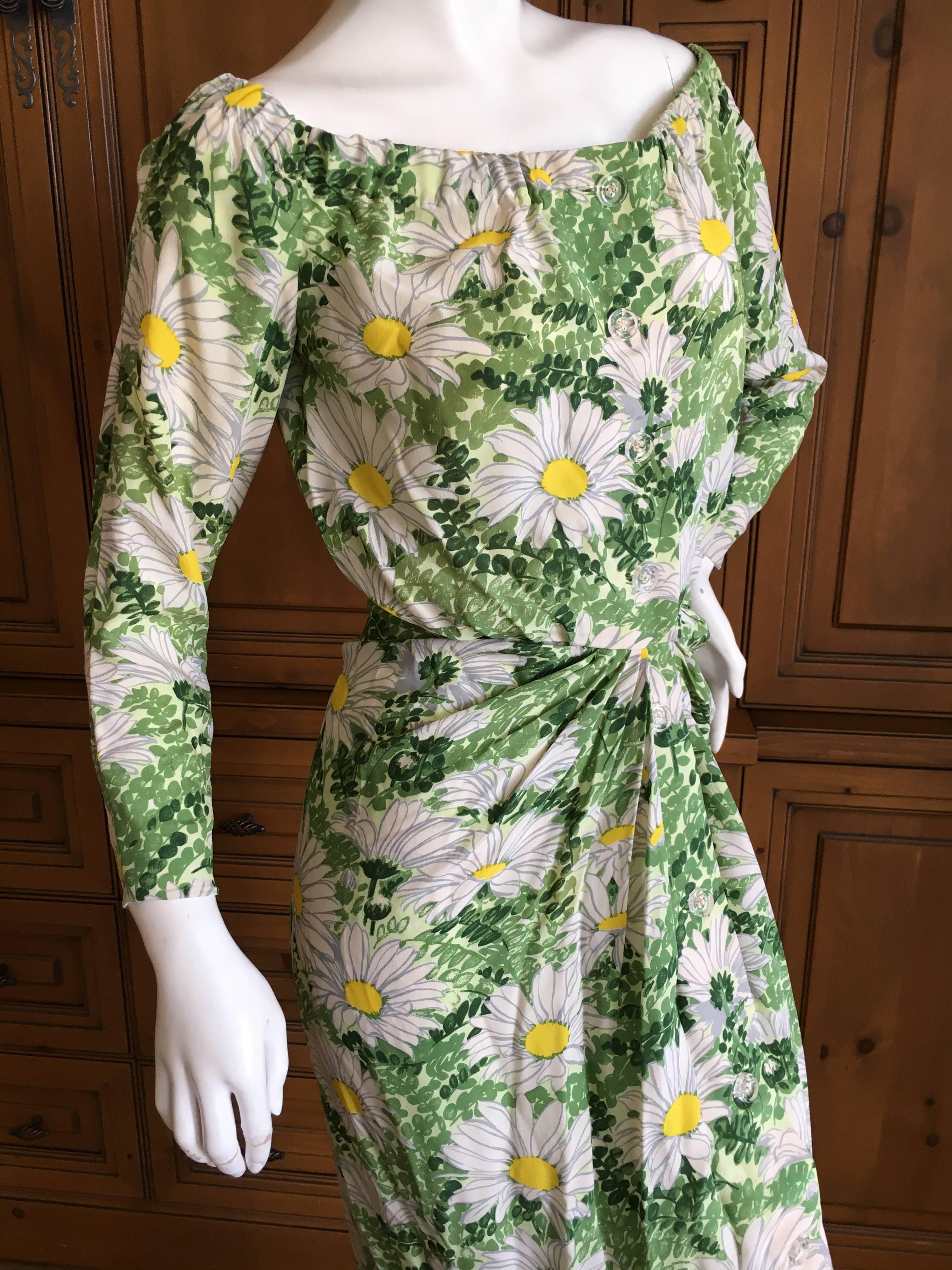 Galanos for Amelia Gray 1960's Romantic Floral Off The Shoulder Dress For Sale 4