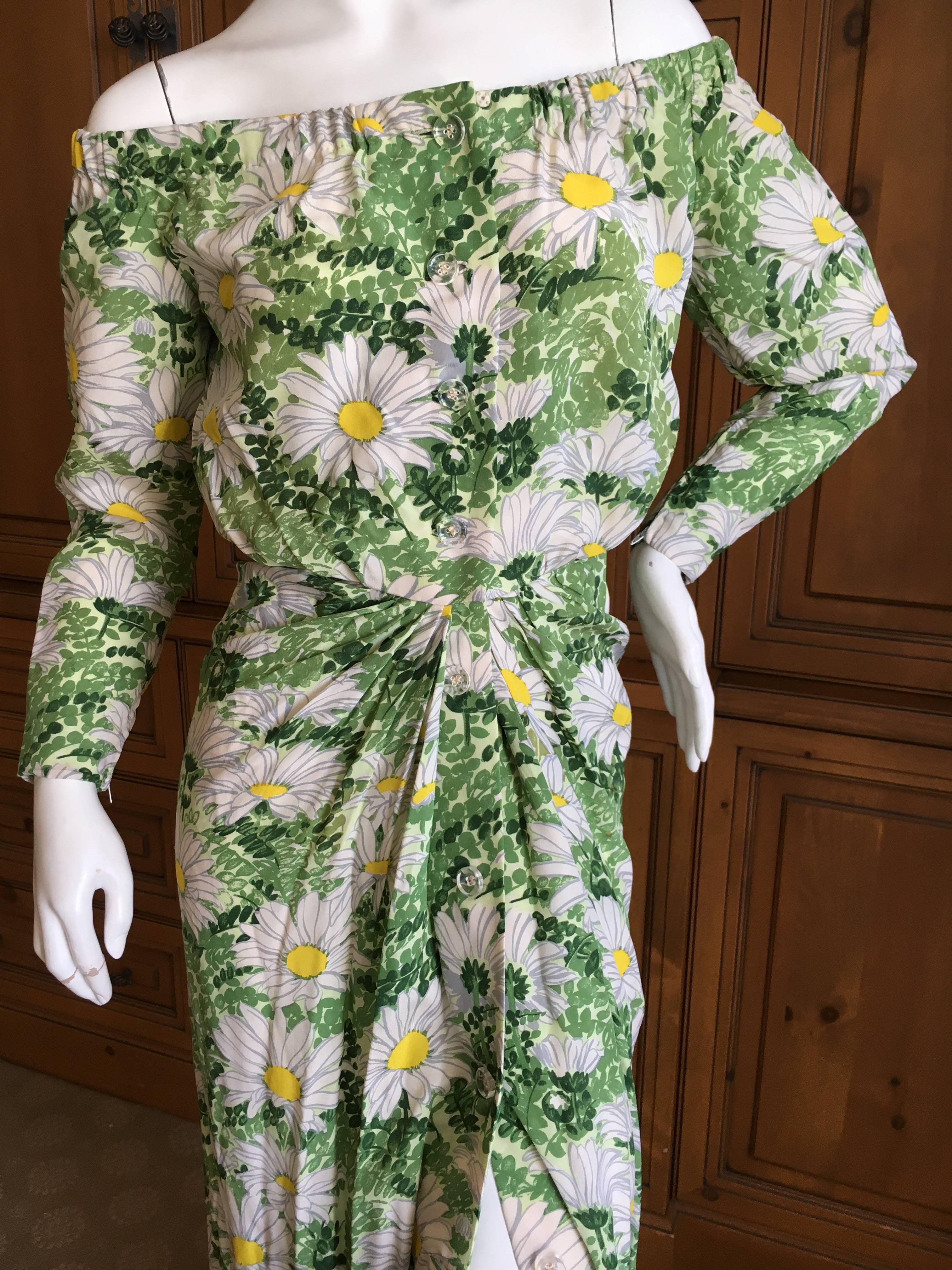 Galanos for Amelia Gray 1960's Romantic Floral Off The Shoulder Dress For Sale 5