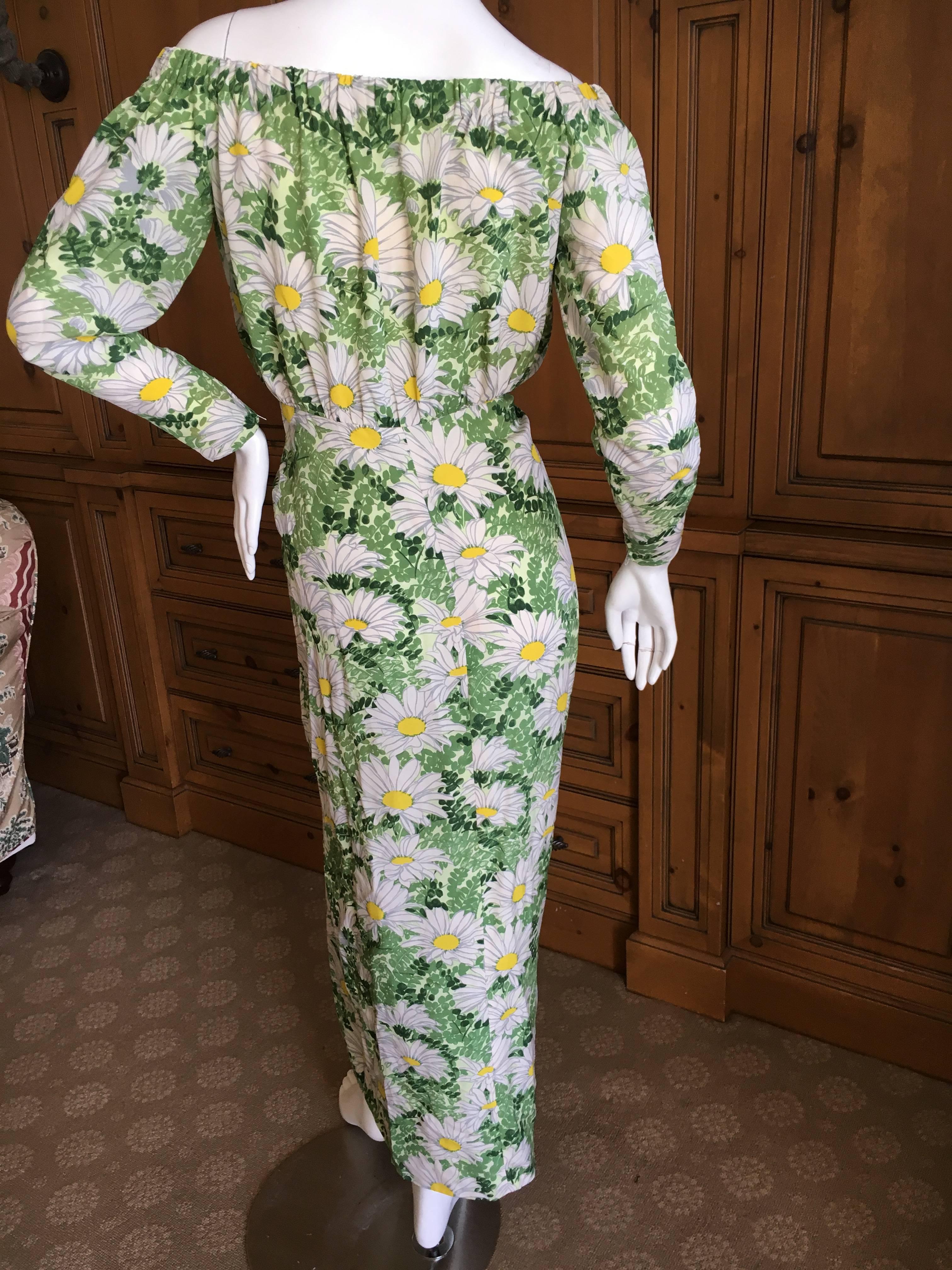 Women's Galanos for Amelia Gray 1960's Romantic Floral Off The Shoulder Dress For Sale