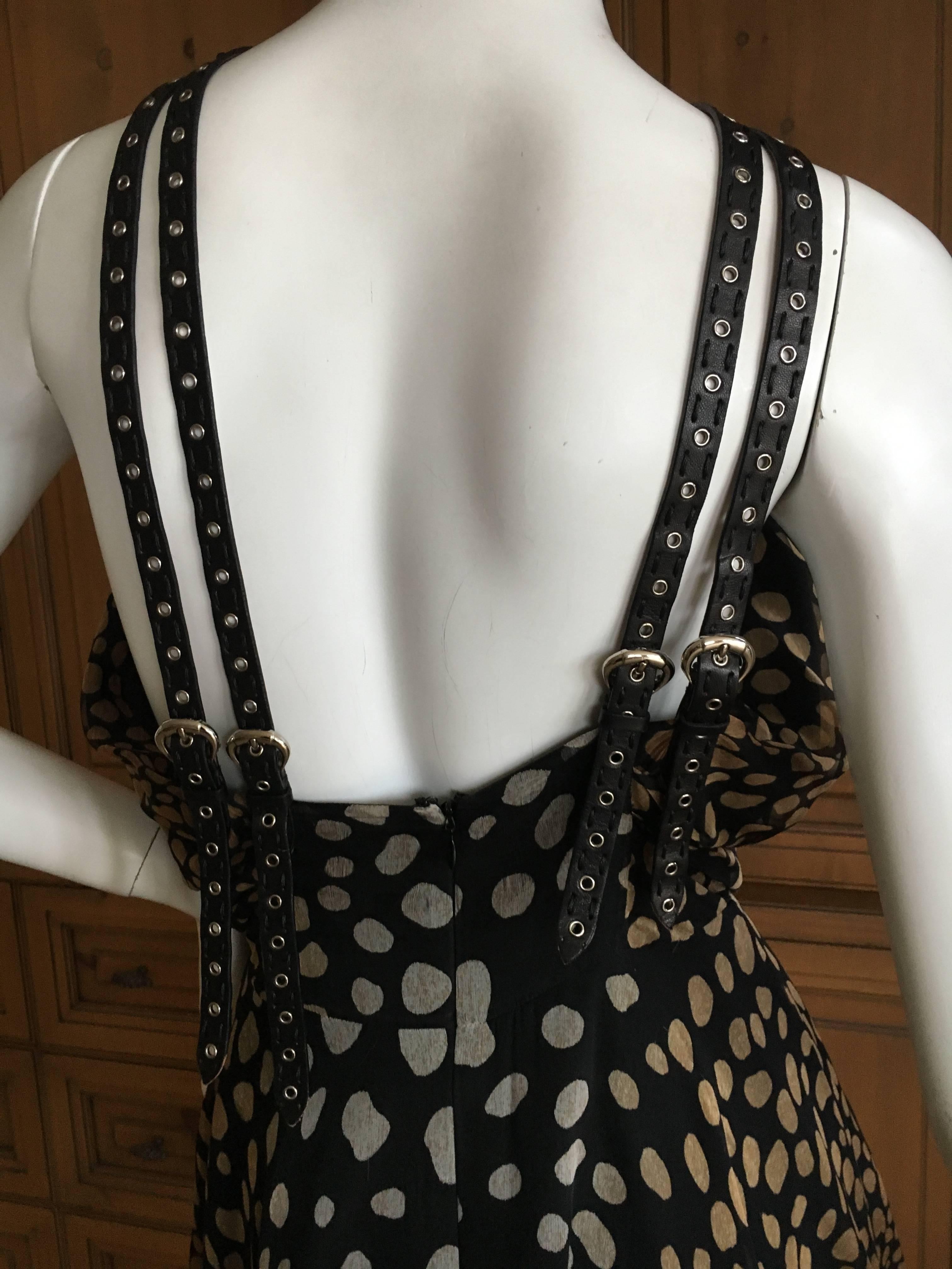 Black Dior by Galliano Silk Halter Mini Dress with Leather Bondage Strap Details For Sale