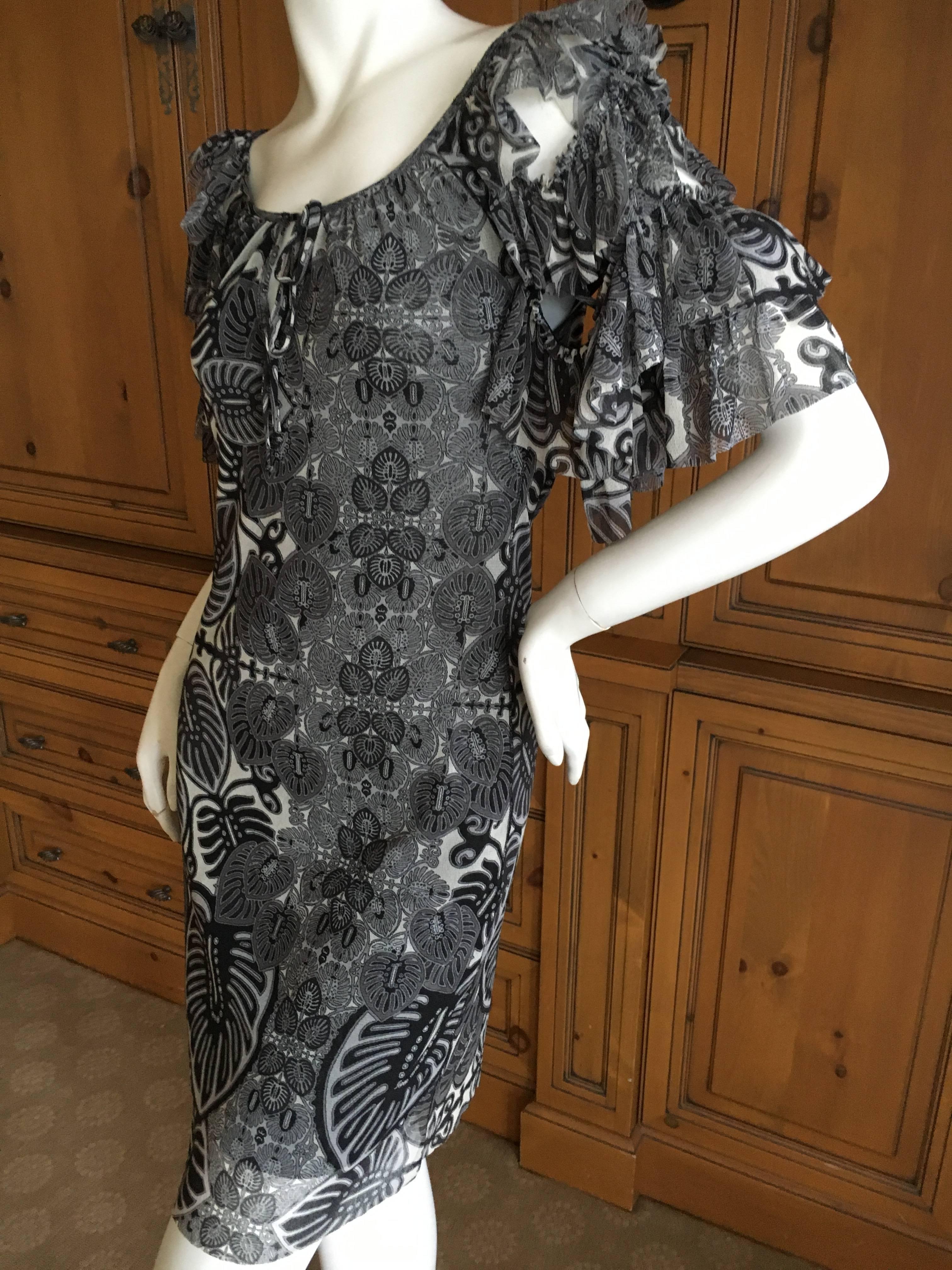 Black Jean Paul Gaultier Soleil  Dress with Ruffle Sleeves by Fuzzi For Sale