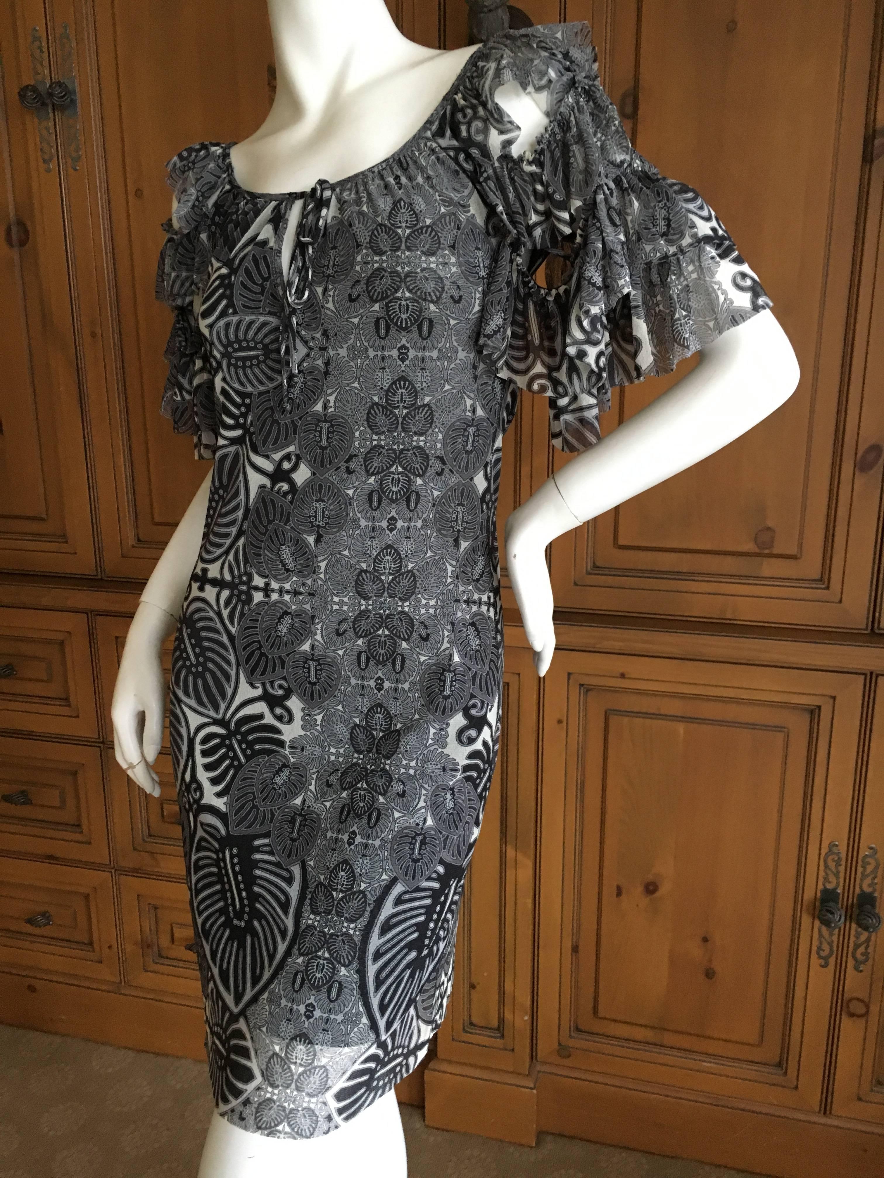 Jean Paul Gaultier Soleil  Dress with Ruffle Sleeves by Fuzzi In Excellent Condition For Sale In Cloverdale, CA