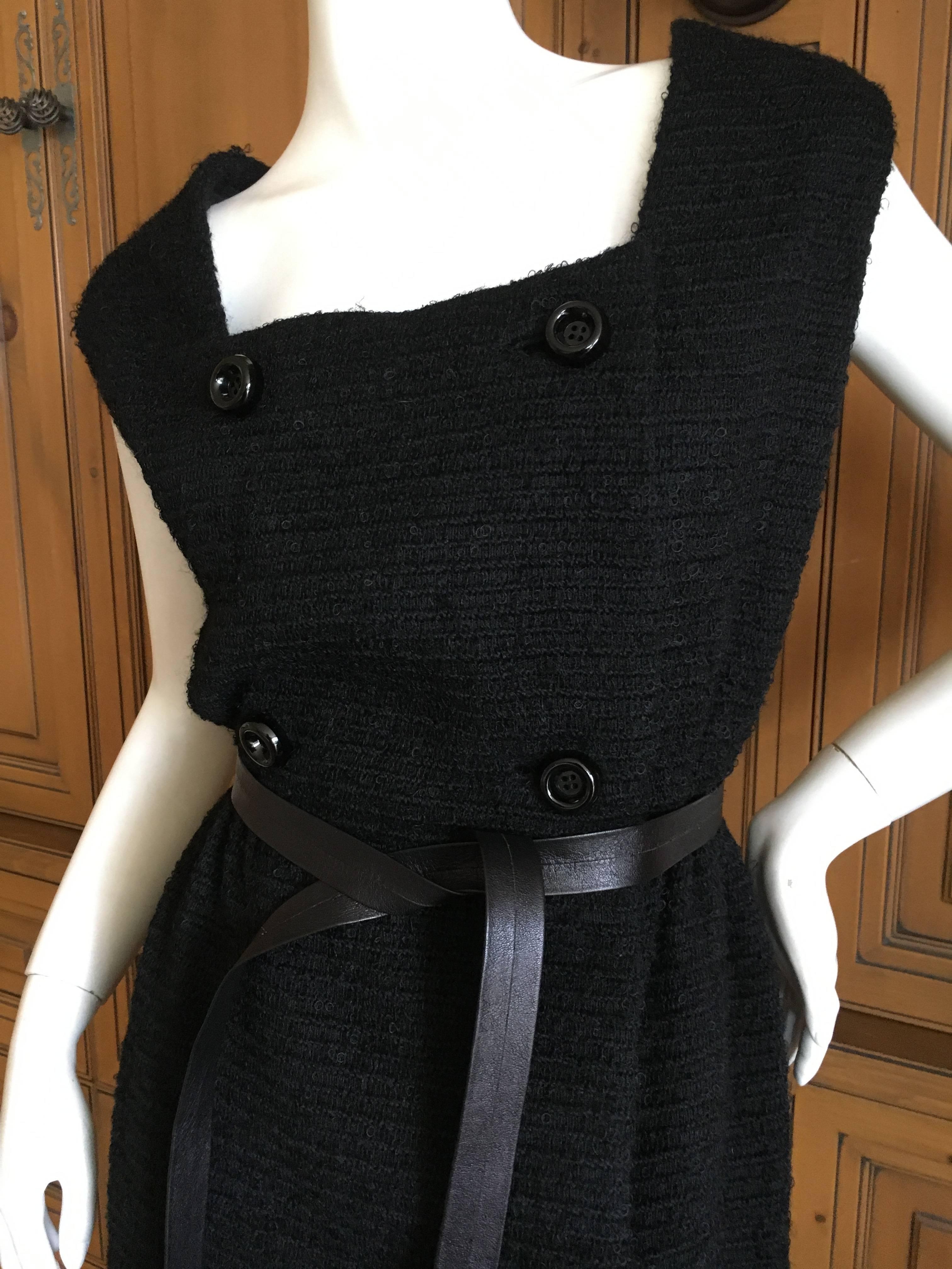 Galanos 1965 Little Black Dress with Leather Tie Belt For Sale 1