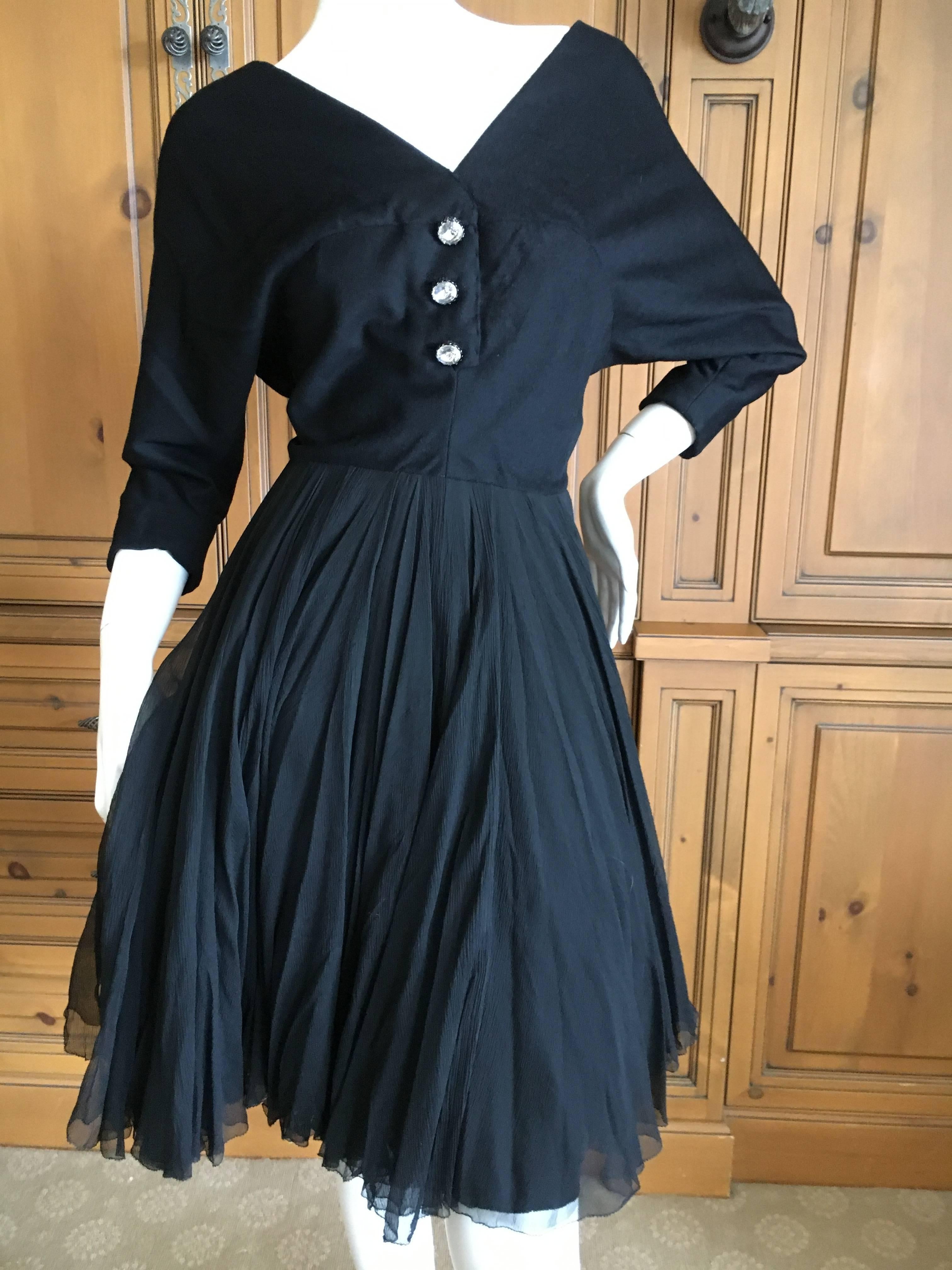 Galanos Originals Beverly Hills 1954 Cocktail Dress Silk Chiffon Skater Skirt For Sale 1