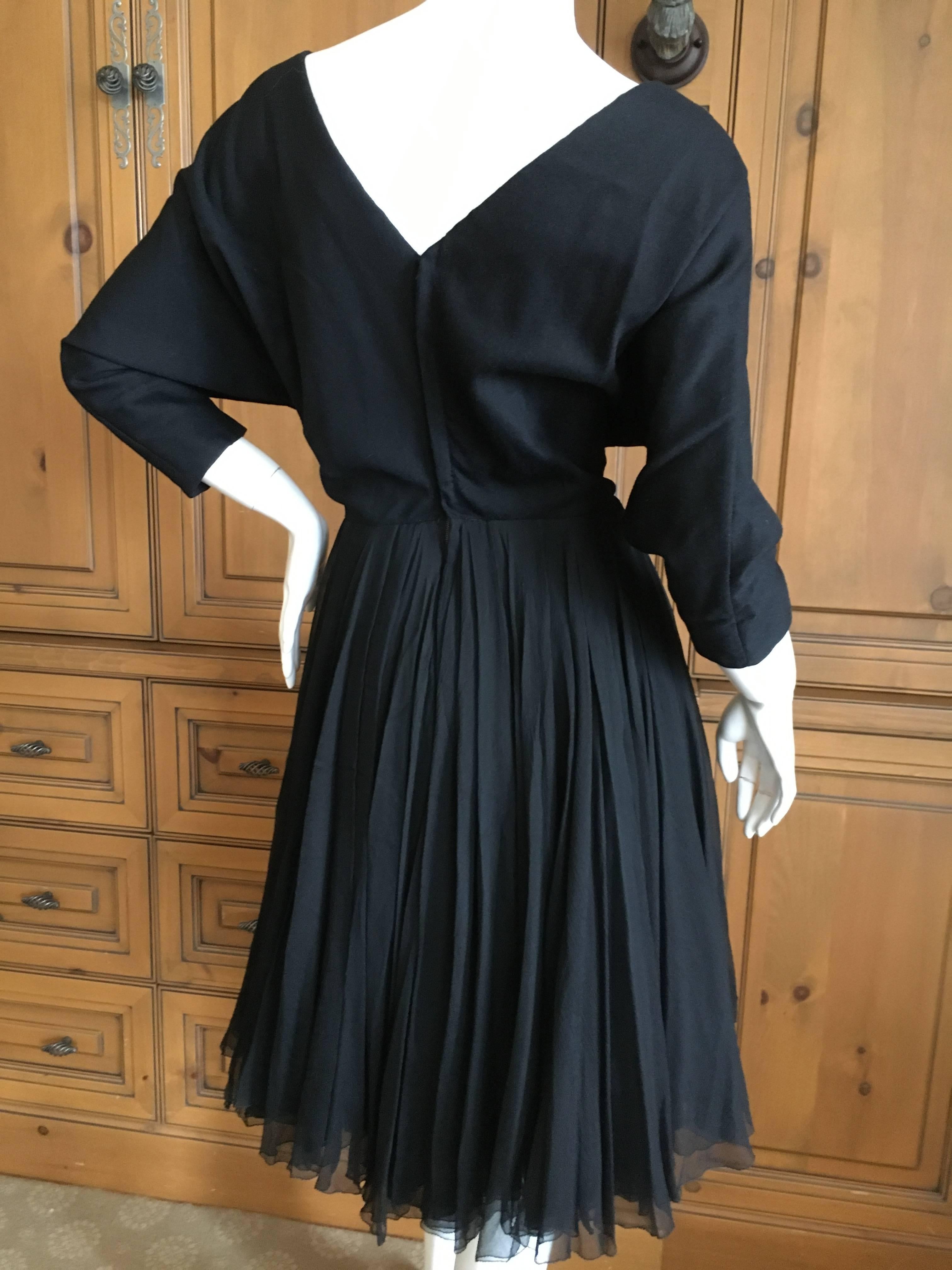 Galanos Originals Beverly Hills 1954 Cocktail Dress Silk Chiffon Skater Skirt In Excellent Condition For Sale In Cloverdale, CA