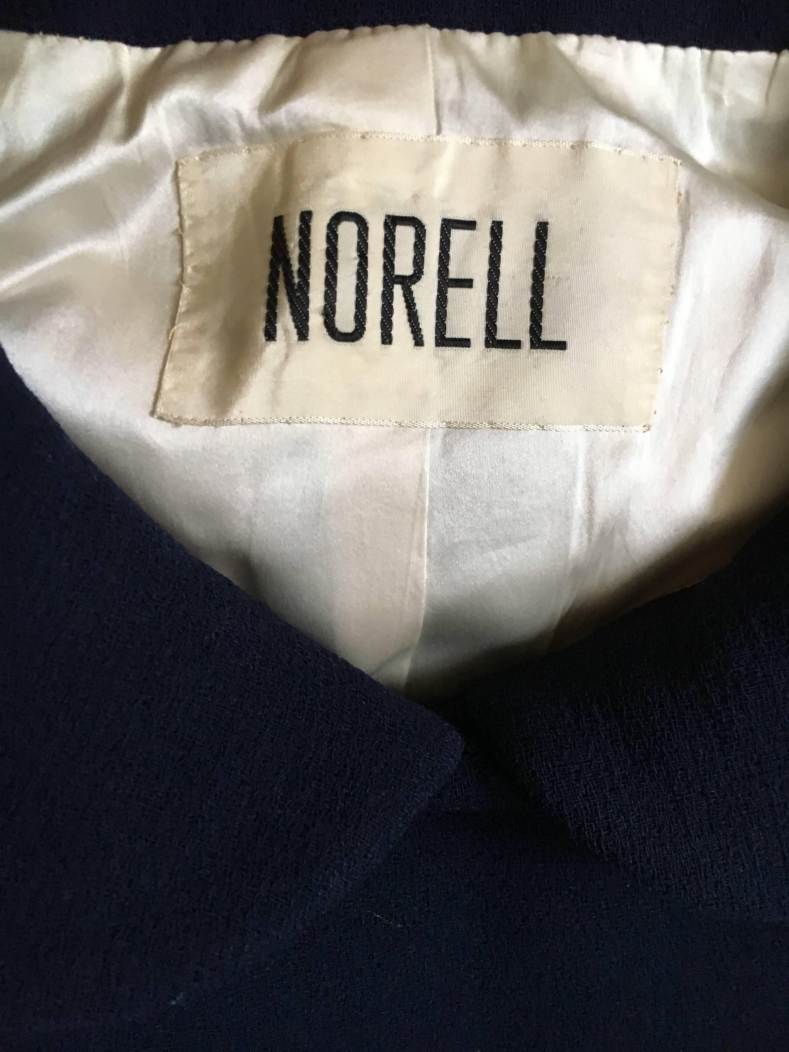 Norman Norell Navy Blue Cropped Jacket with Bold Black Buttons For Sale 3
