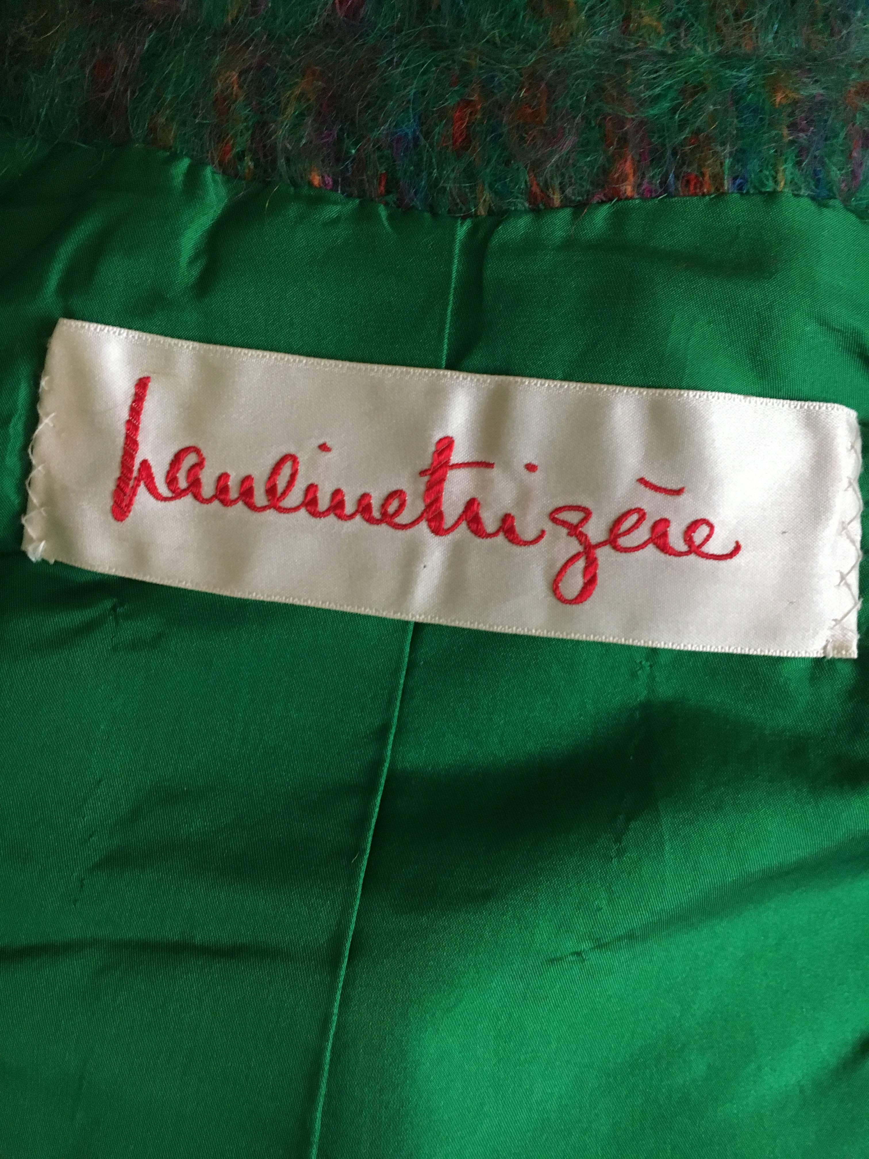 Pauline Trigere 1960's Green Mohair Swing Coat For Sale 4