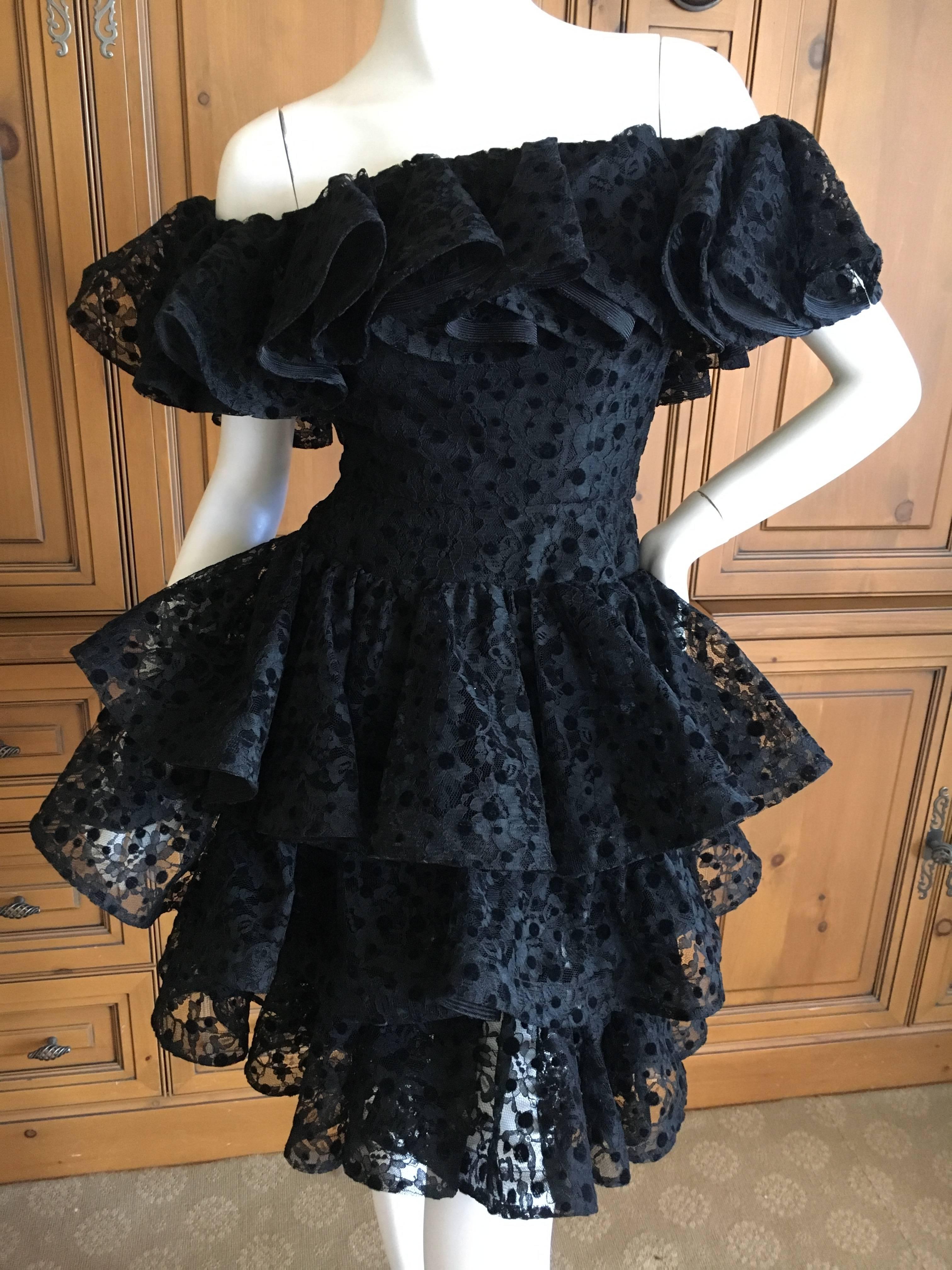 Women's or Men's Romantic Ruffle Lace  Dress by Arnold Scaasi For Sale