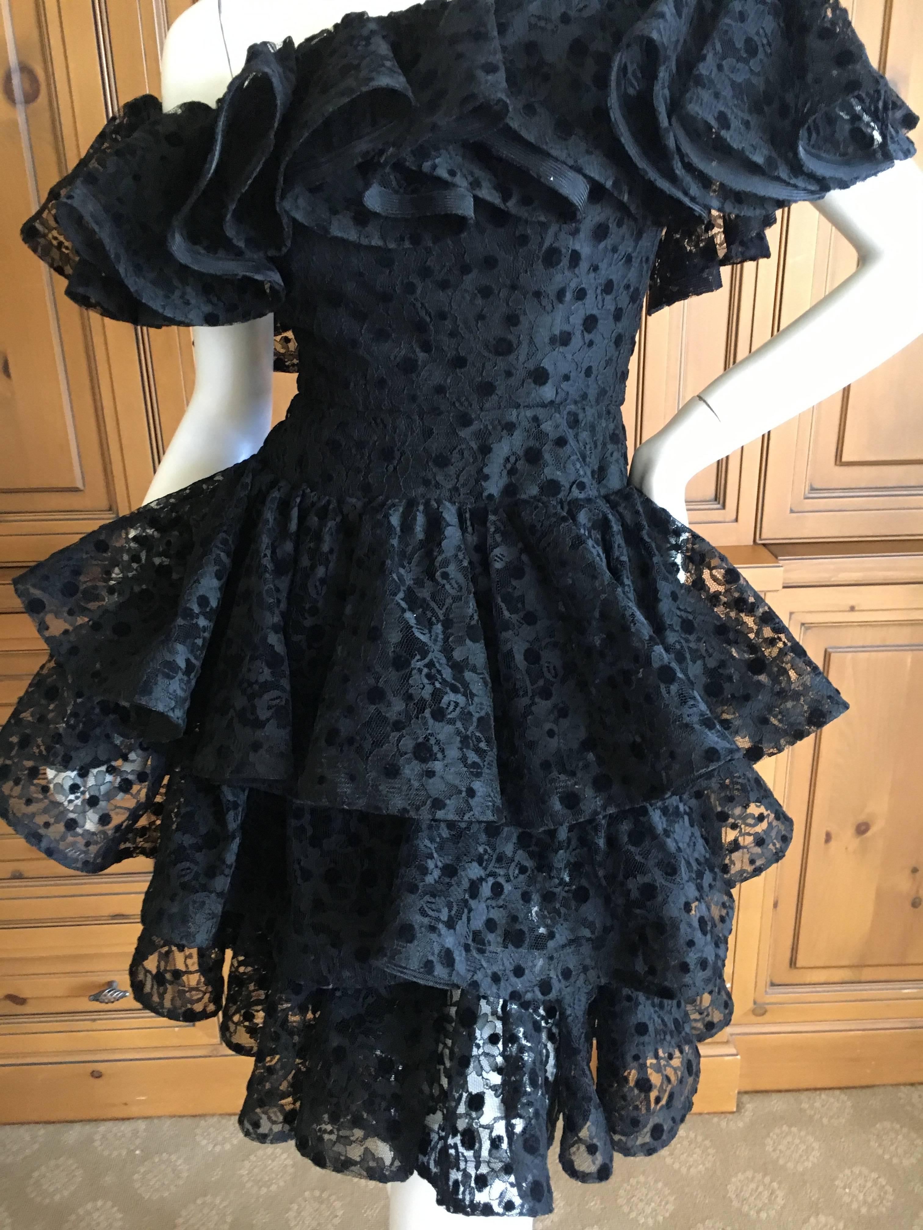Romantic Ruffle Lace  Dress by Arnold Scaasi For Sale 1