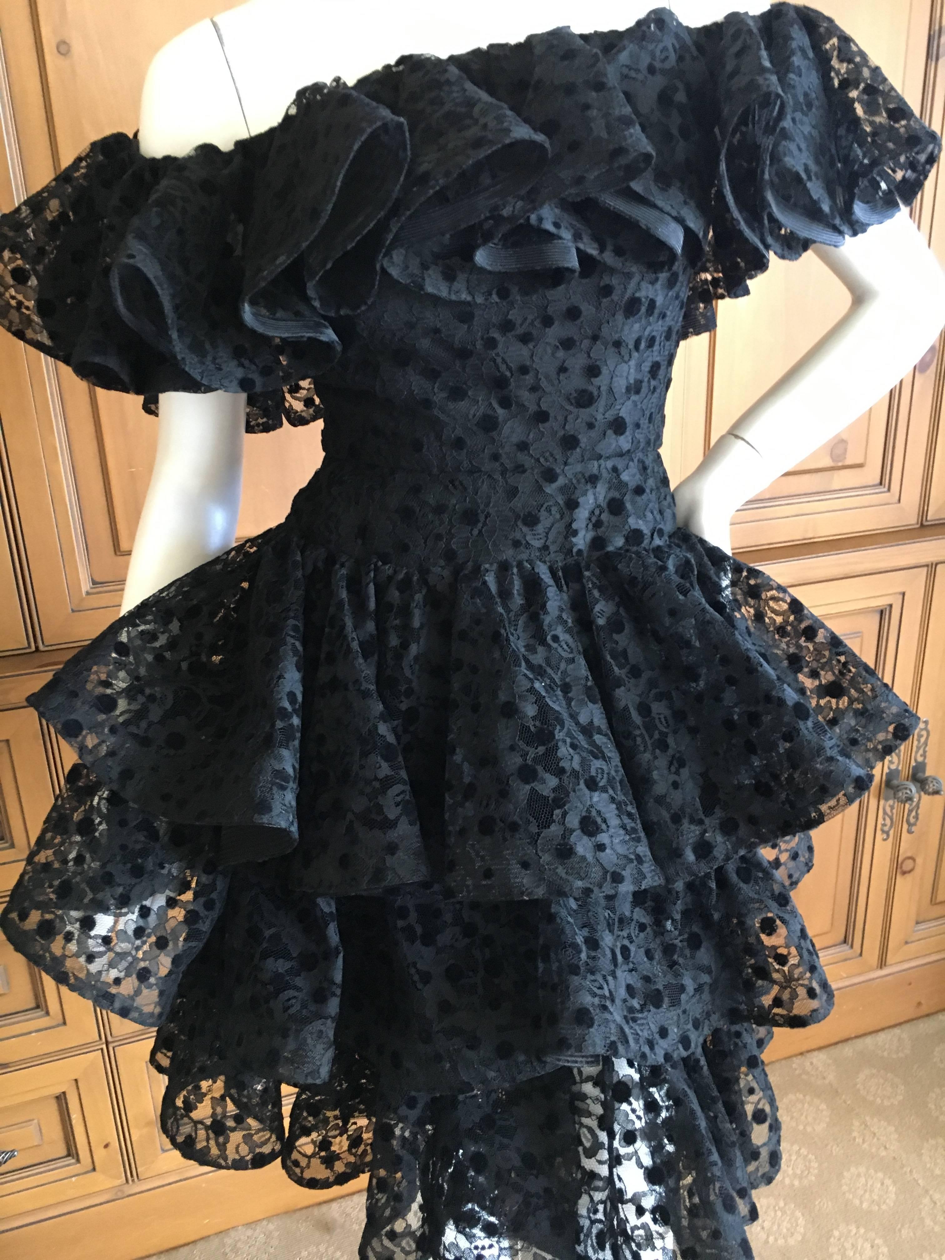 Romantic Ruffle Lace  Dress by Arnold Scaasi For Sale 2