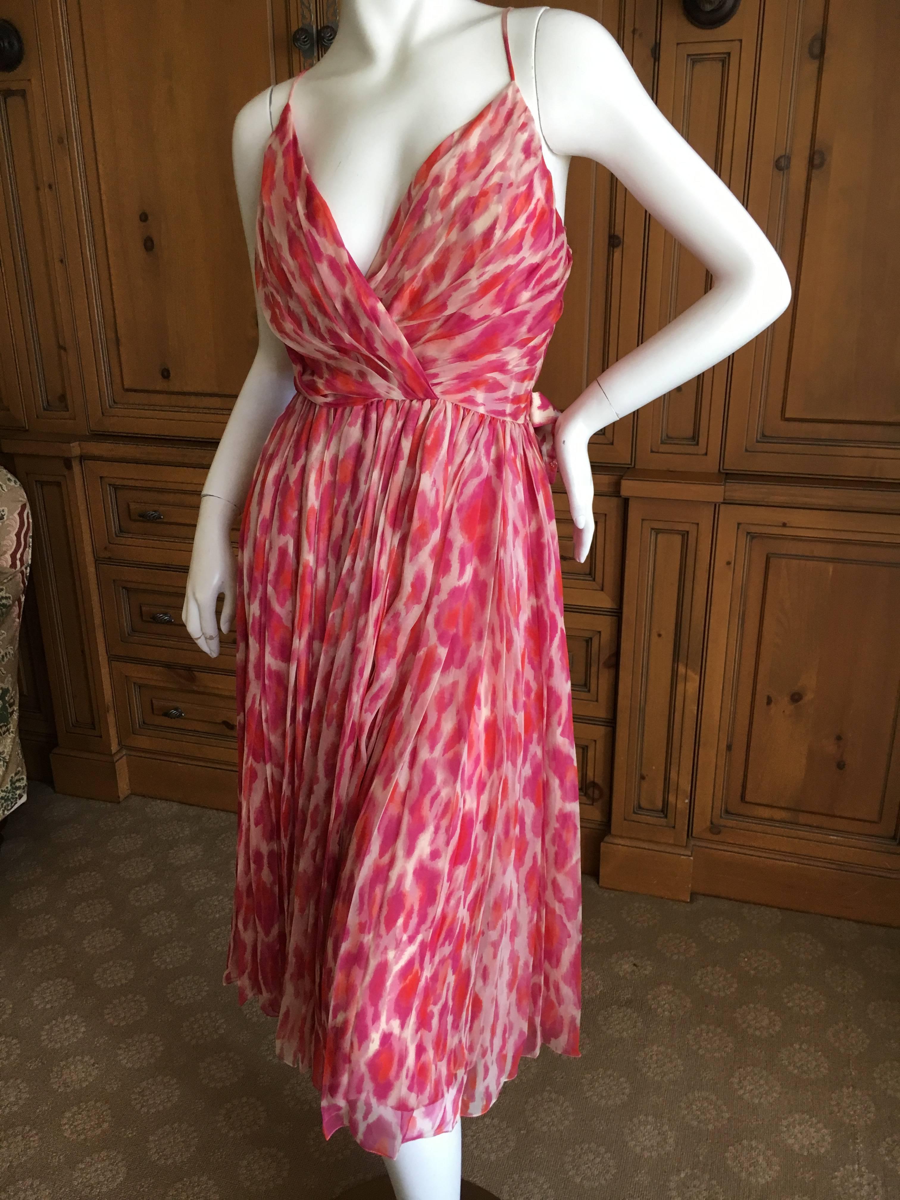 Women's Christian Dior Rose Leopard Print Belted Dress by Galliano For Sale