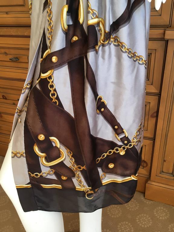 Gucci Silk Scarf Print Equestrian Theme Dress with Gold Chain Belt For Sale at 1stDibs | gucci 