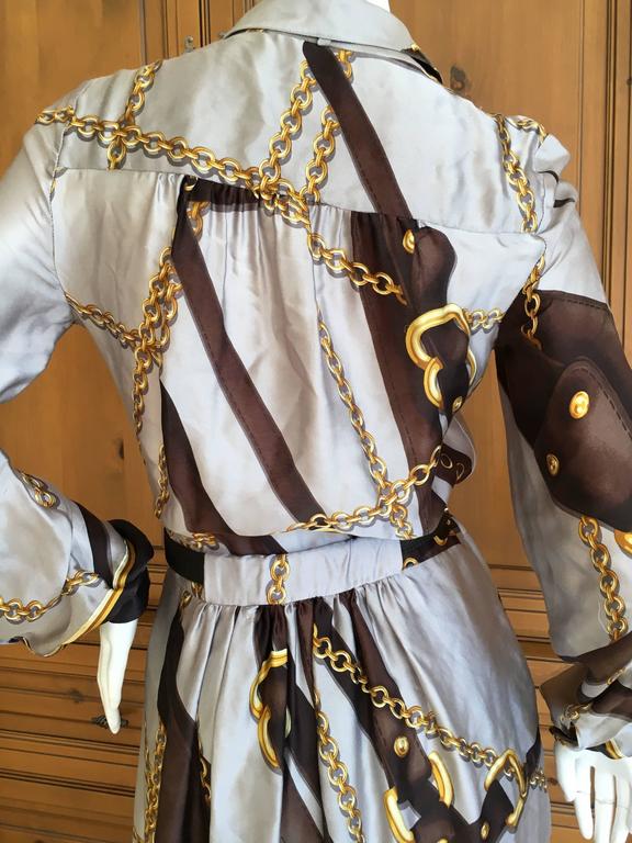 Gucci Silk Scarf Print Equestrian Theme Dress with Gold Chain Belt For Sale at 1stDibs | gucci 