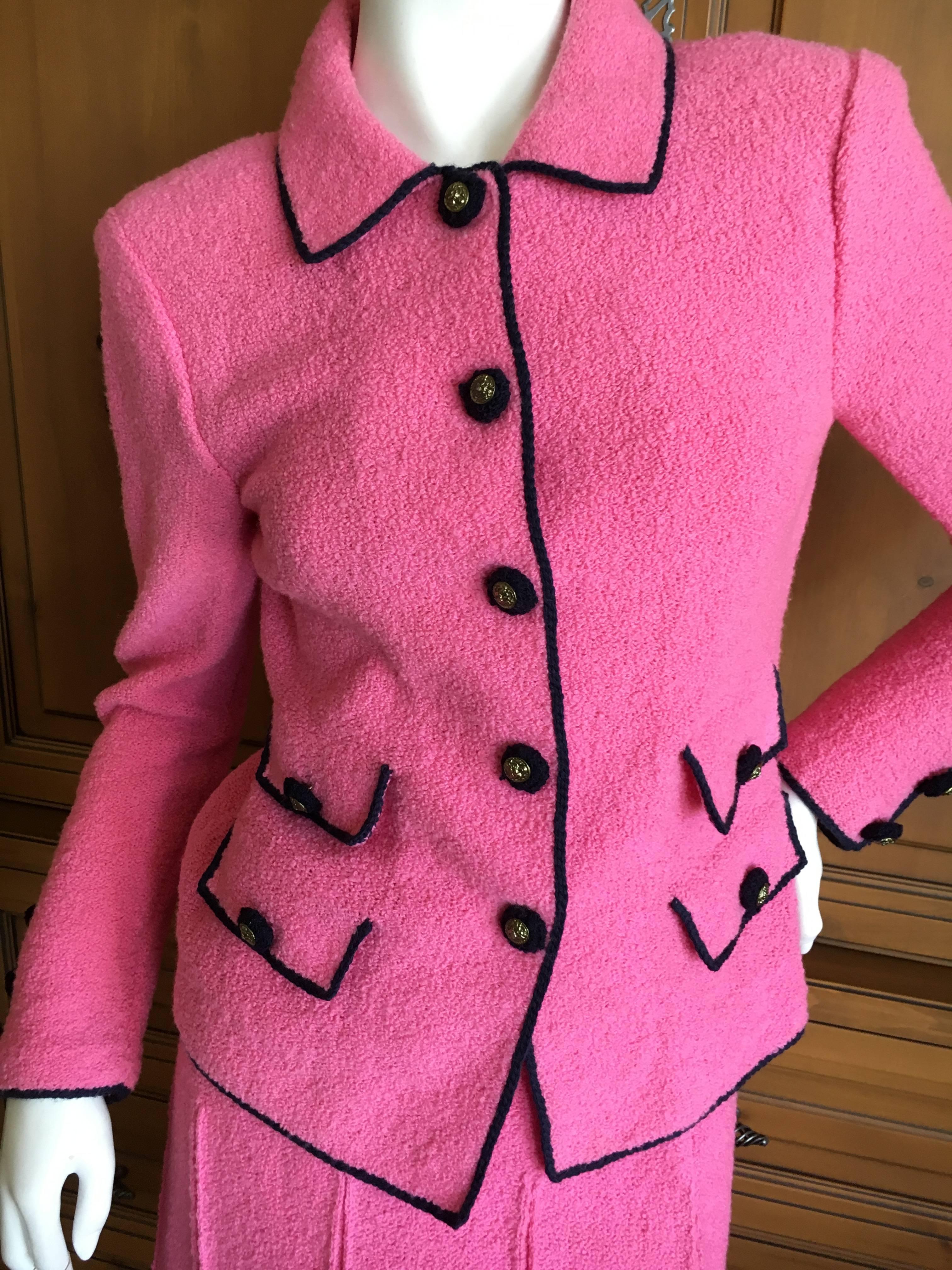 Adolfo 1980 Pink Knit Suit In Excellent Condition For Sale In Cloverdale, CA