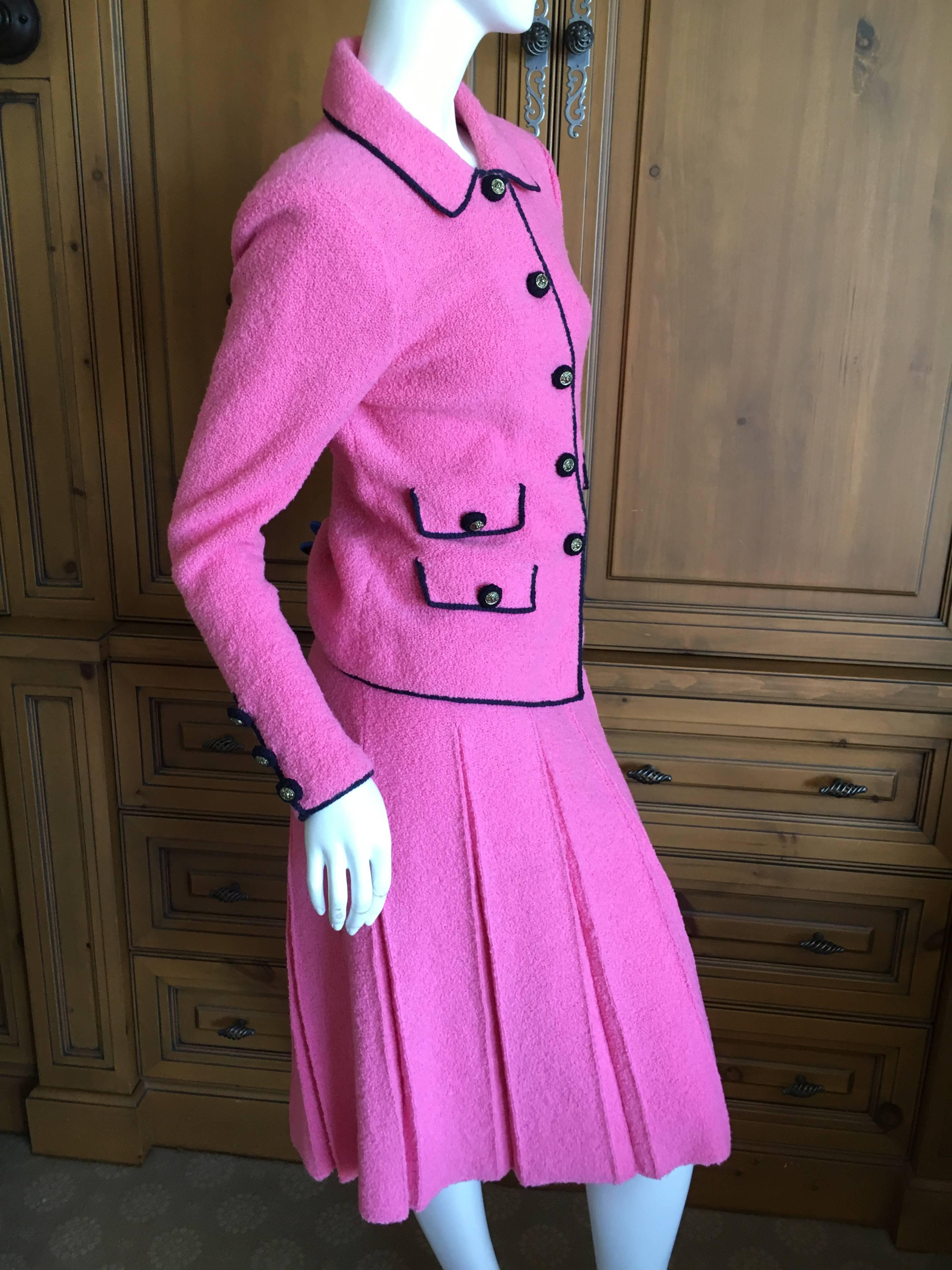 Adolfo 1980 Pink Knit Suit For Sale 2
