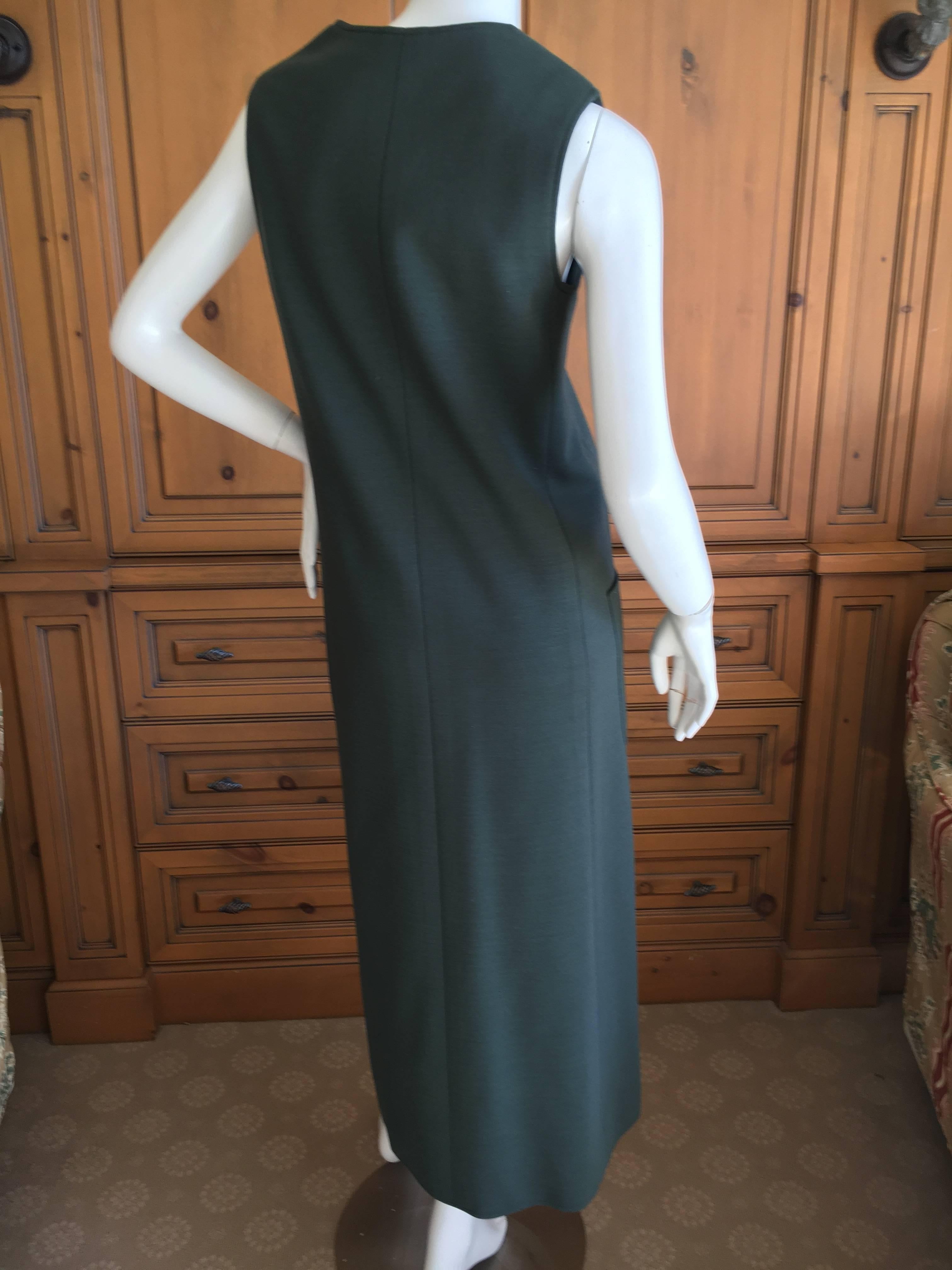 Yves Saint Laurent Early 1960's Olive Green Sleeveless Shift Dress For Sale 1