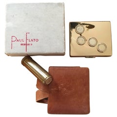 Vintage Paul Flato Compact and Lipstick in Original Leather Case with Box