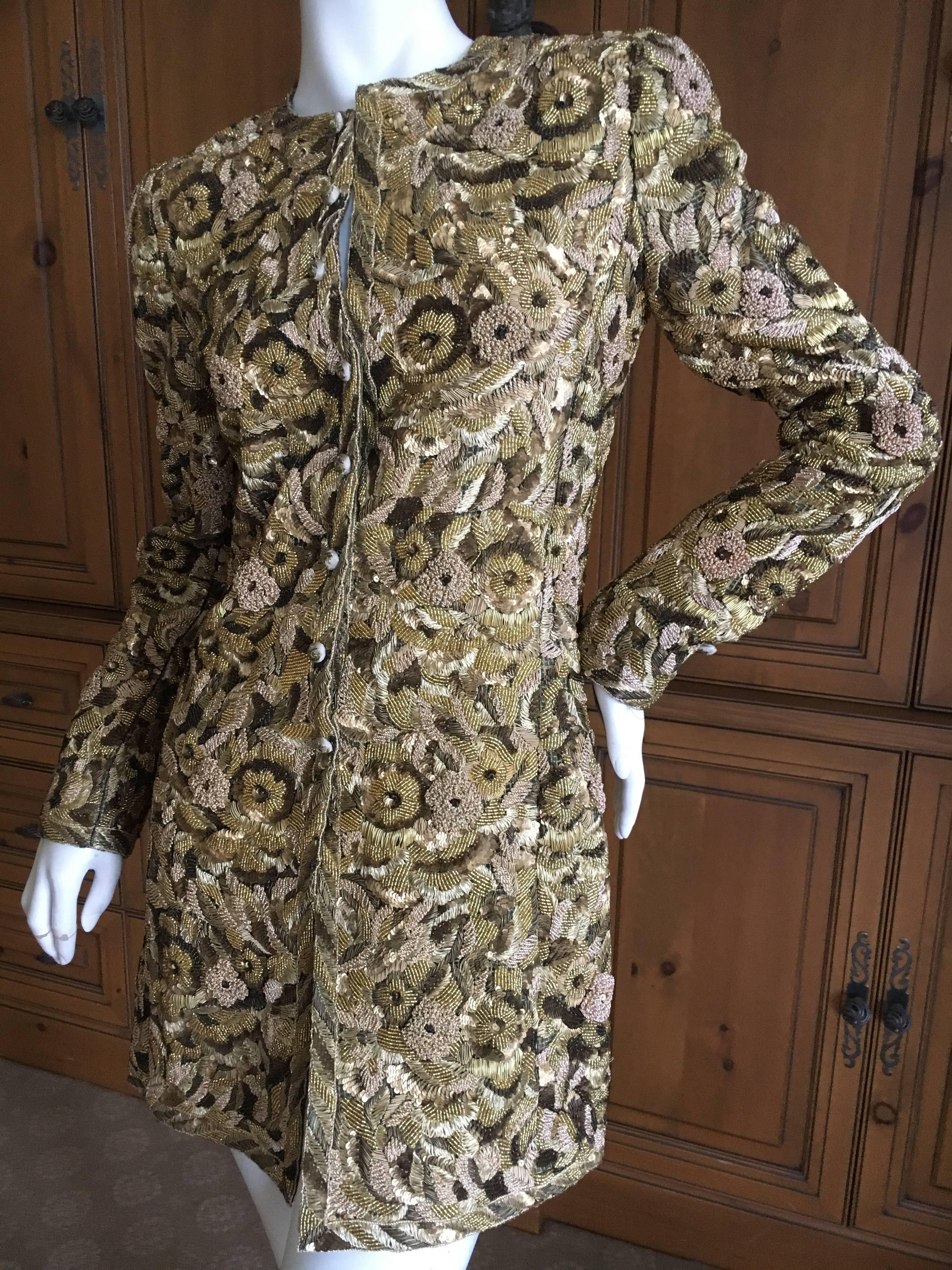 Balmain Haute Couture Lesage Embellished Dress or Jacket by Oscar de la Renta In Excellent Condition For Sale In Cloverdale, CA