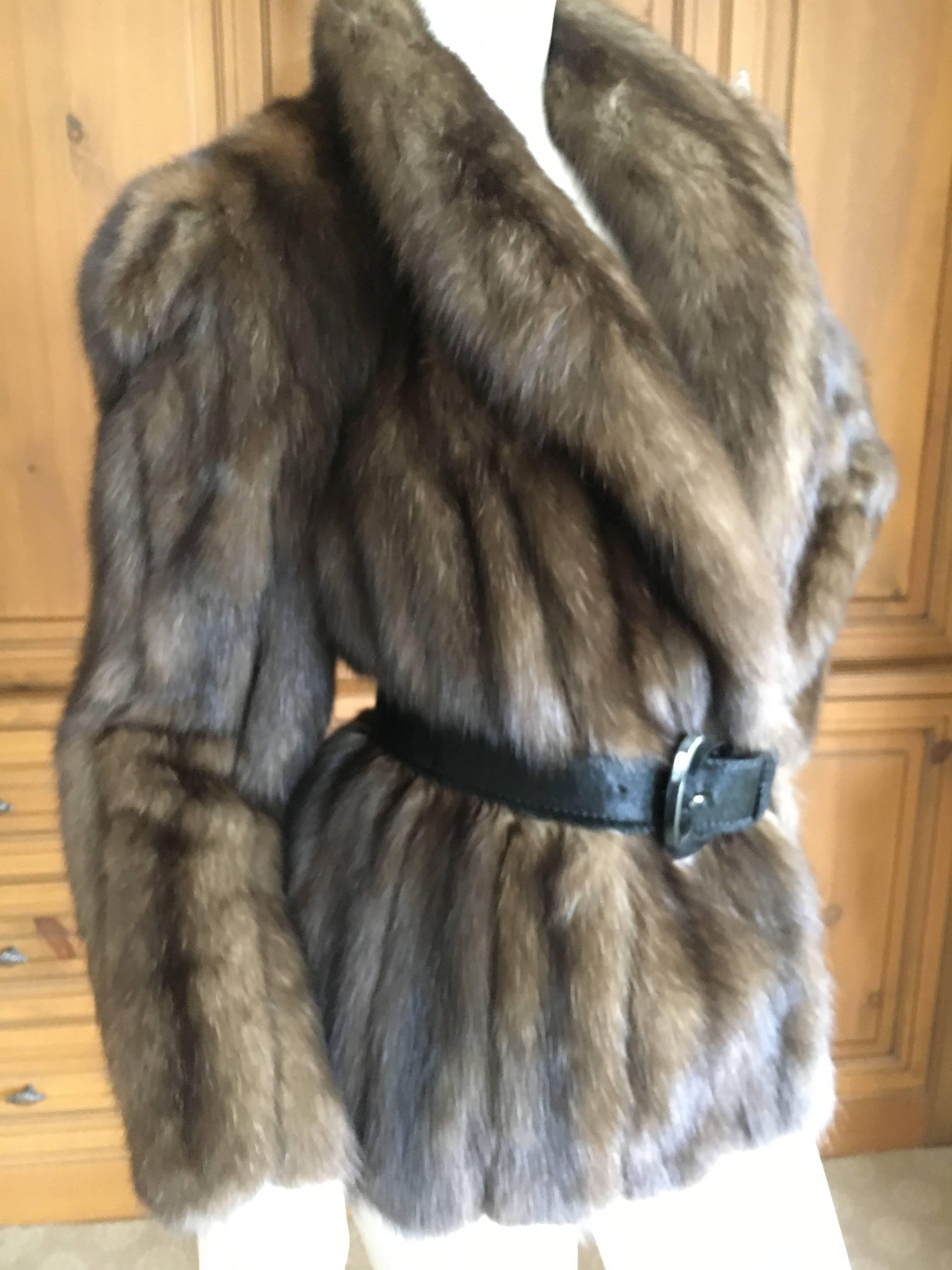 Luxurious Imperial Natural Russian Barguzin Sable Jacket 
A Rare Treasure for a Special Gift
Great pre owned Condition, slight lightening of pelt's.
Belt for styling only, not included.
Bust 40