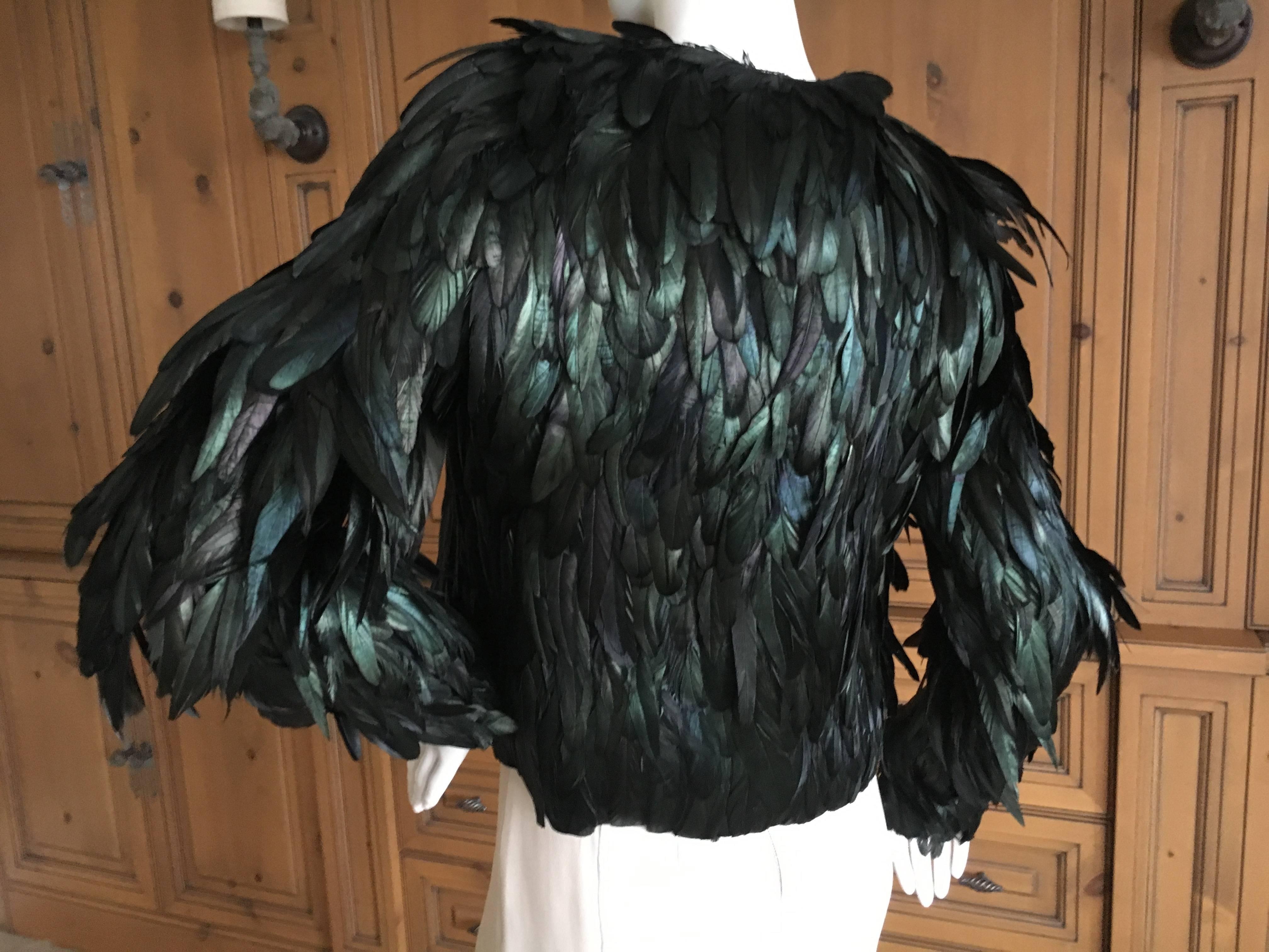 Women's Gucci Iridescent Coq Feather Jacket