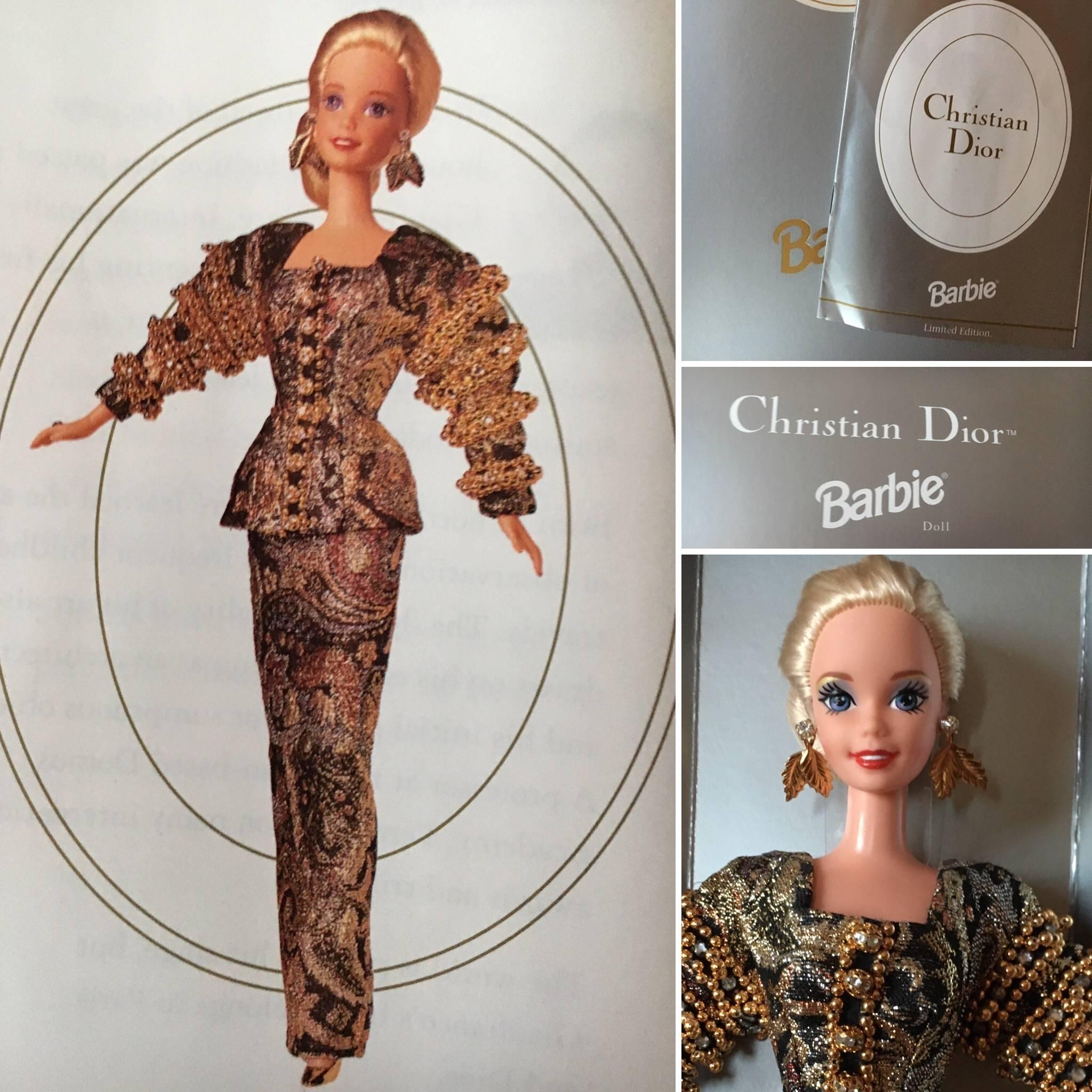 Christian Dior 1993 Haute Couture Barbie Doll by Gianfranco Ferre New in Box.
Created in collaboration with Christian Dior , this design is a replica of a Dior Haute Couture dress by Gianfranco Ferre.
So chic with her hair in a chignon,  Barbie