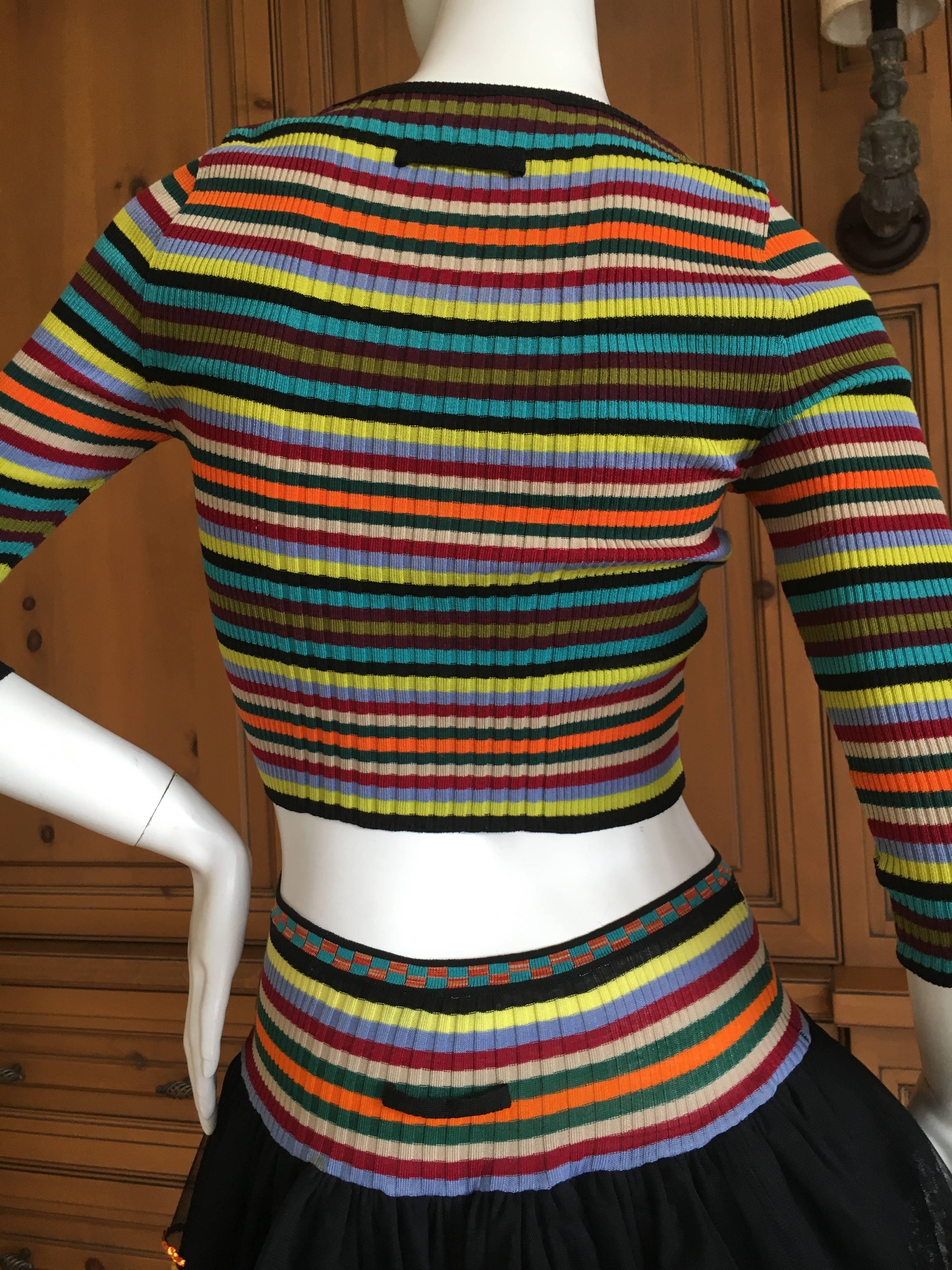 Jean Paul Gaultier 90's Club Kid Rainbow 2 Piece Suit with Mini Can Can Skirt For Sale 2